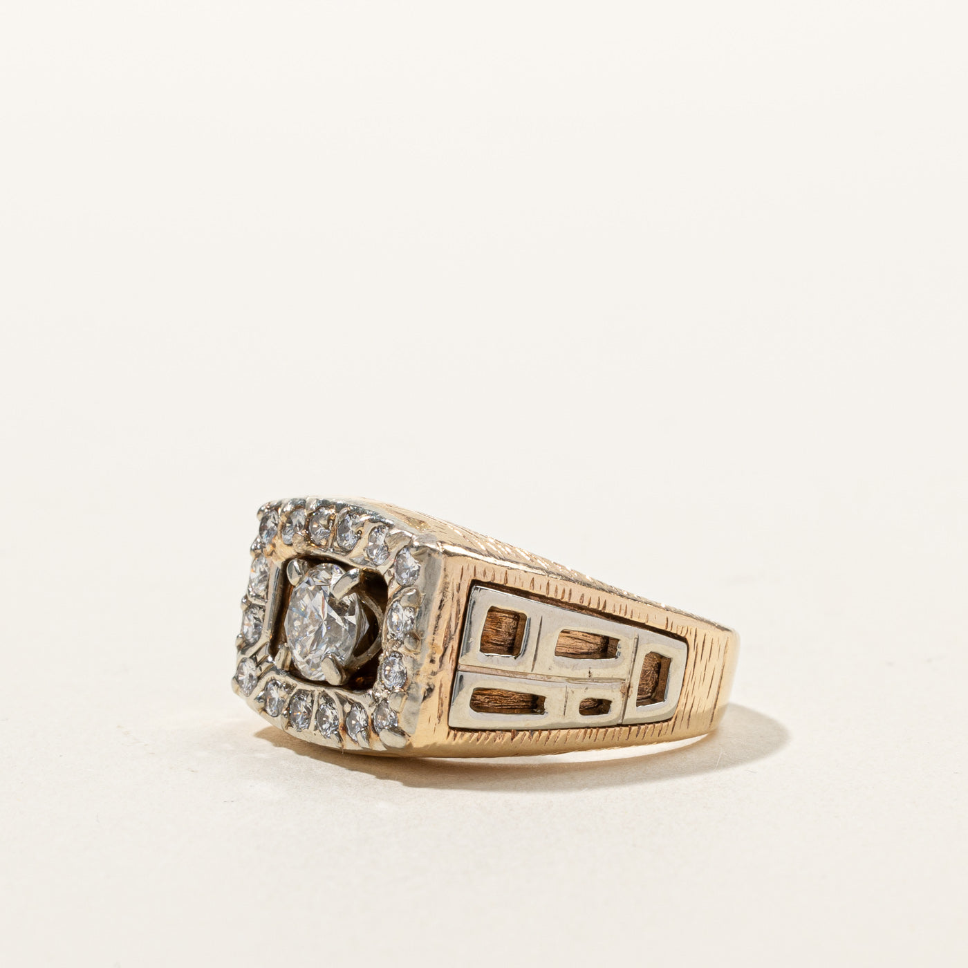 Diamond Textured Gold Ring | 1.85ctw | SZ 9.5 |