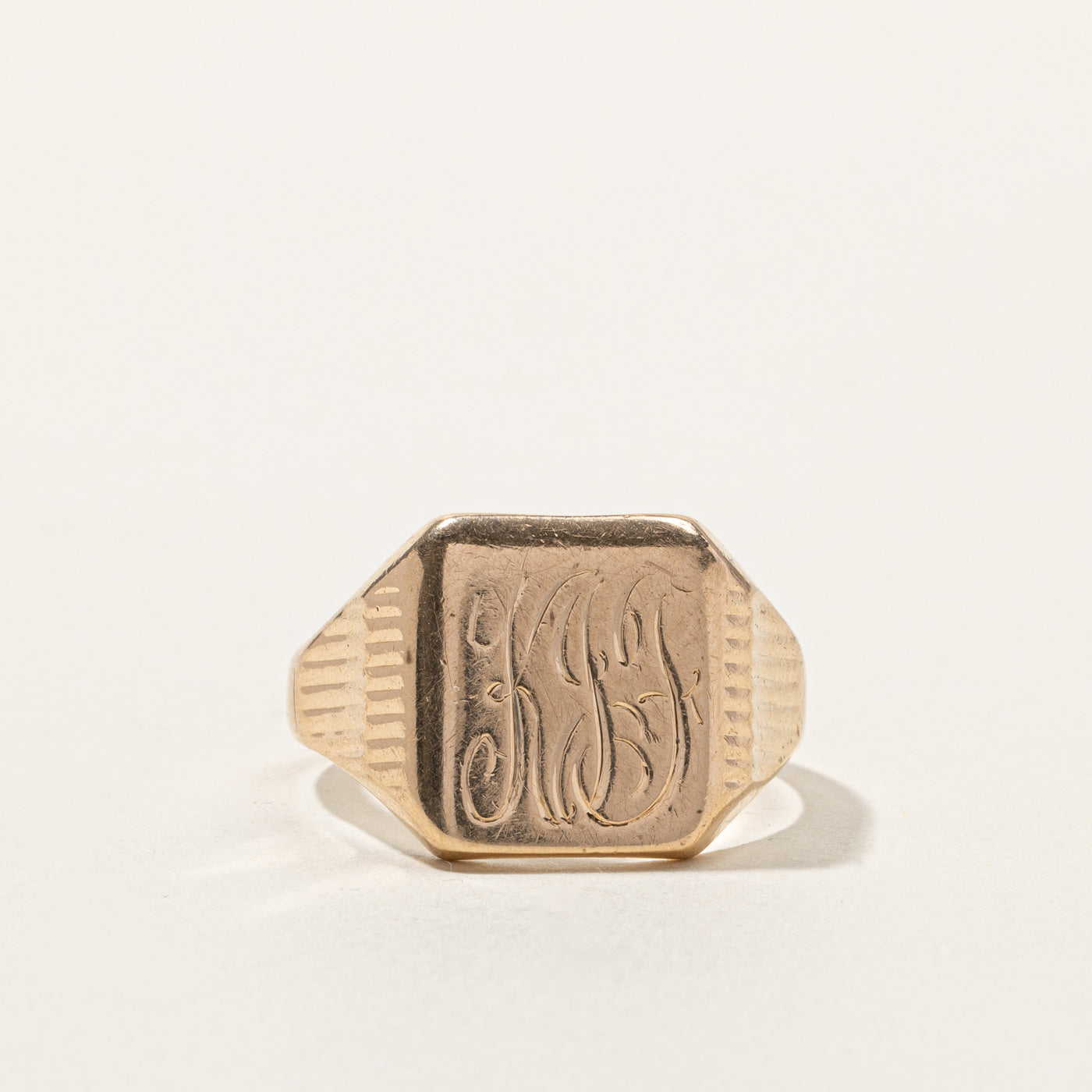 Yellow Gold "KJF" Signet Ring | SZ 10.5 |