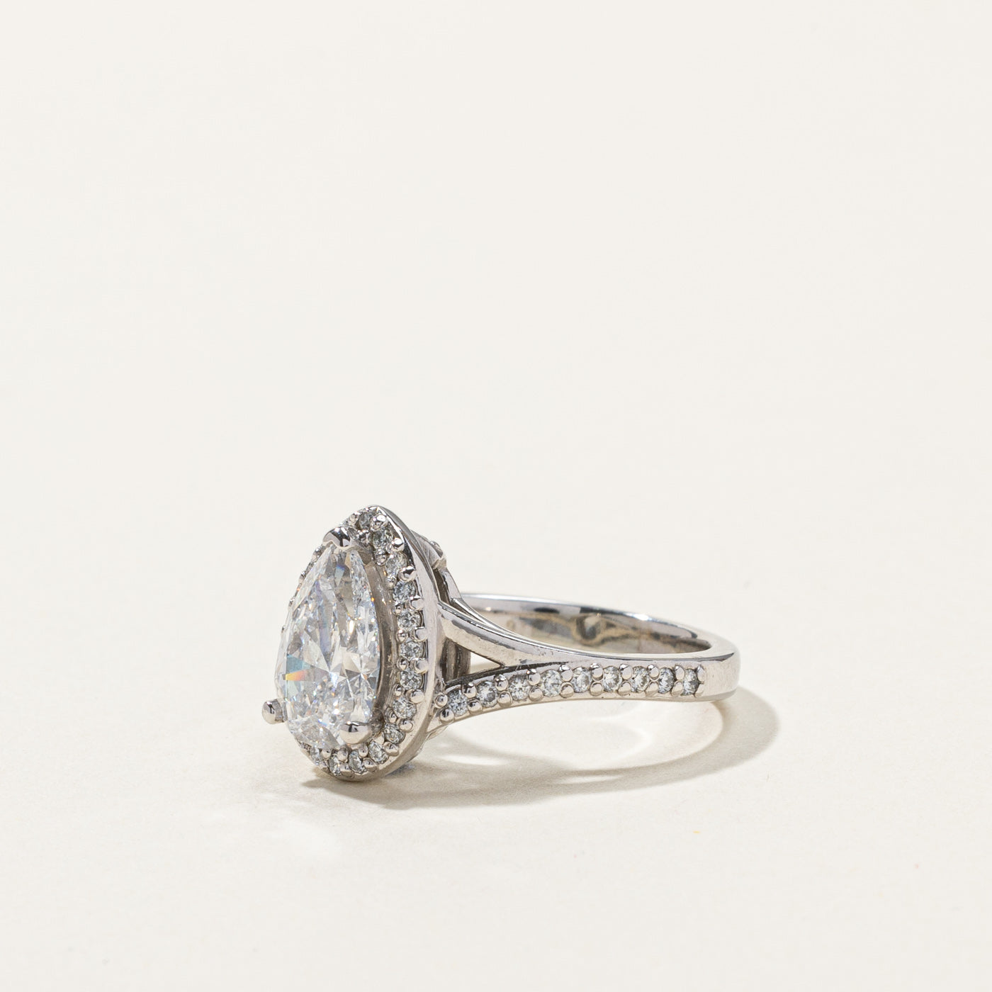 GIA Certified Pear Shaped Halo Diamond Engagement Ring | 1.31ct IF D | 0.40ctw | SZ 4.5 |
