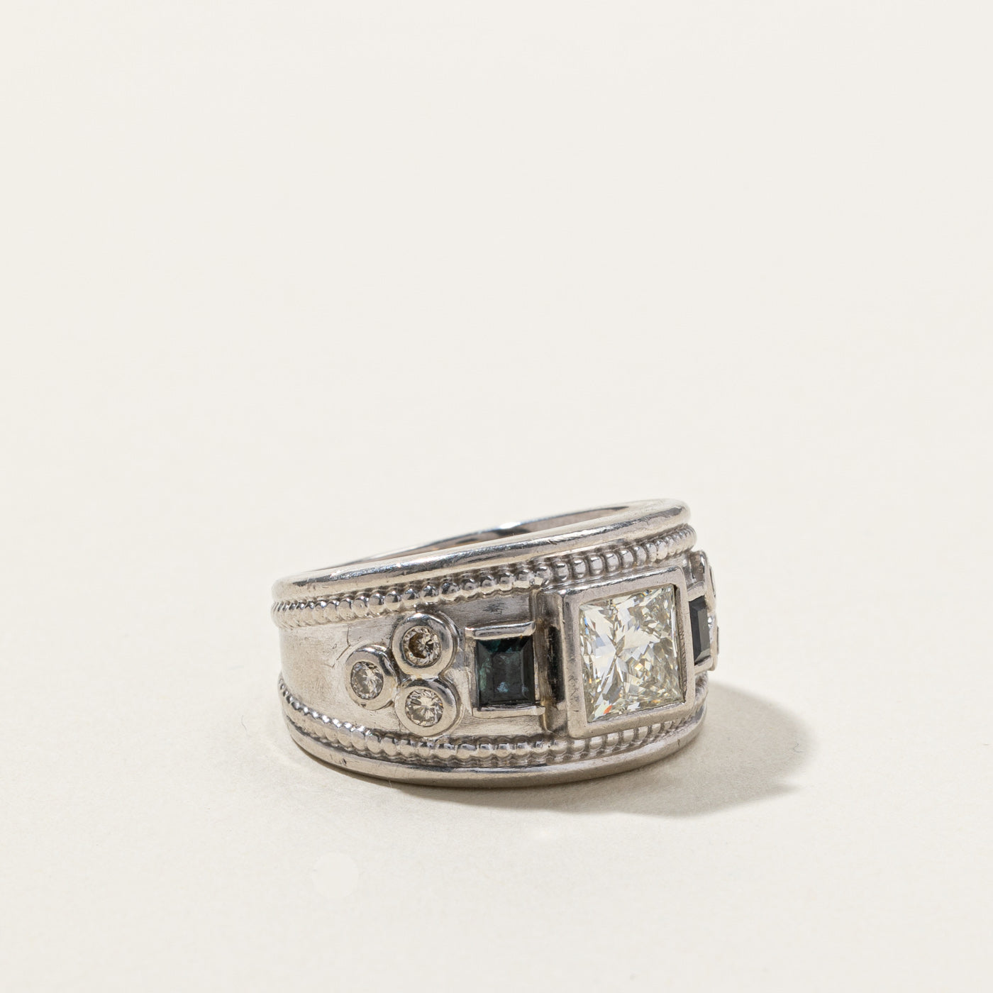 Bague de fiançailles en diamant et alexandrite | 1,63 ct SI1 I/J | 0,48 ct | Taille 7,5 |