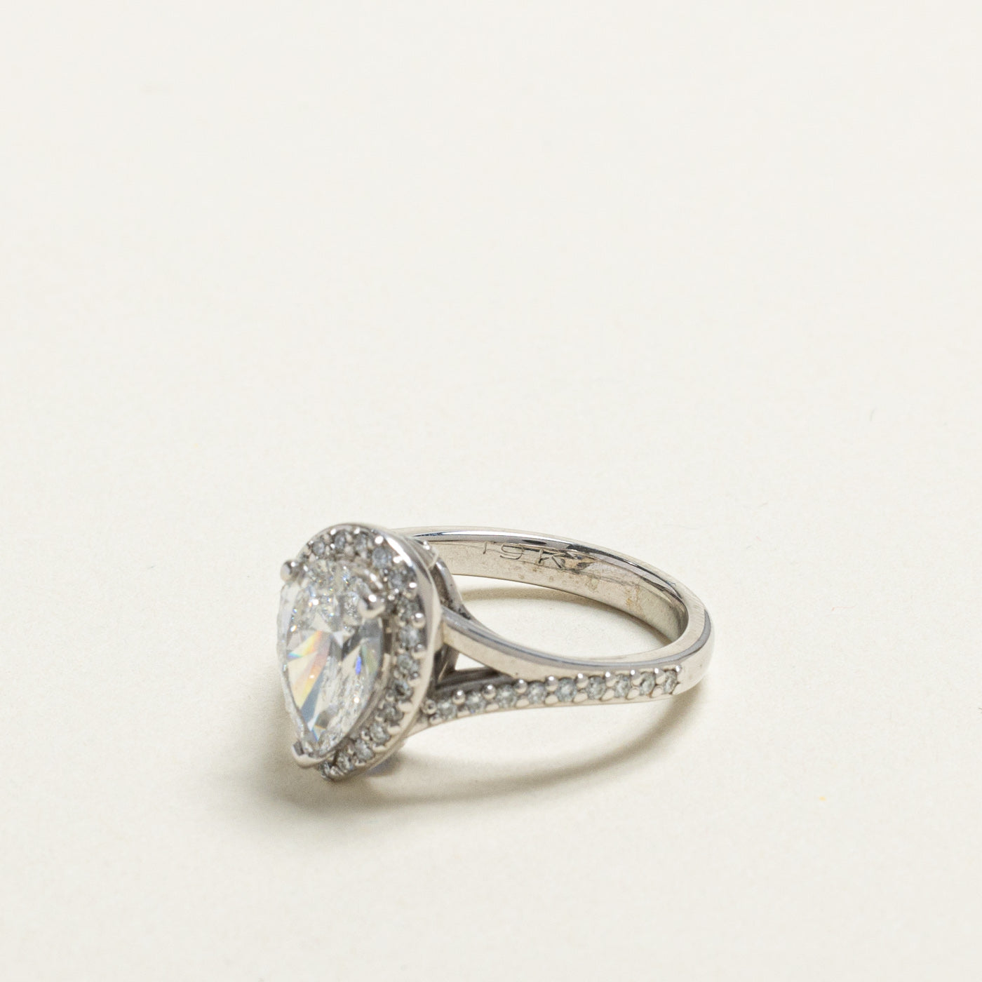 GIA Certified Pear Shaped Halo Diamond Engagement Ring | 1.31ct IF D | 0.40ctw | SZ 4.5 |