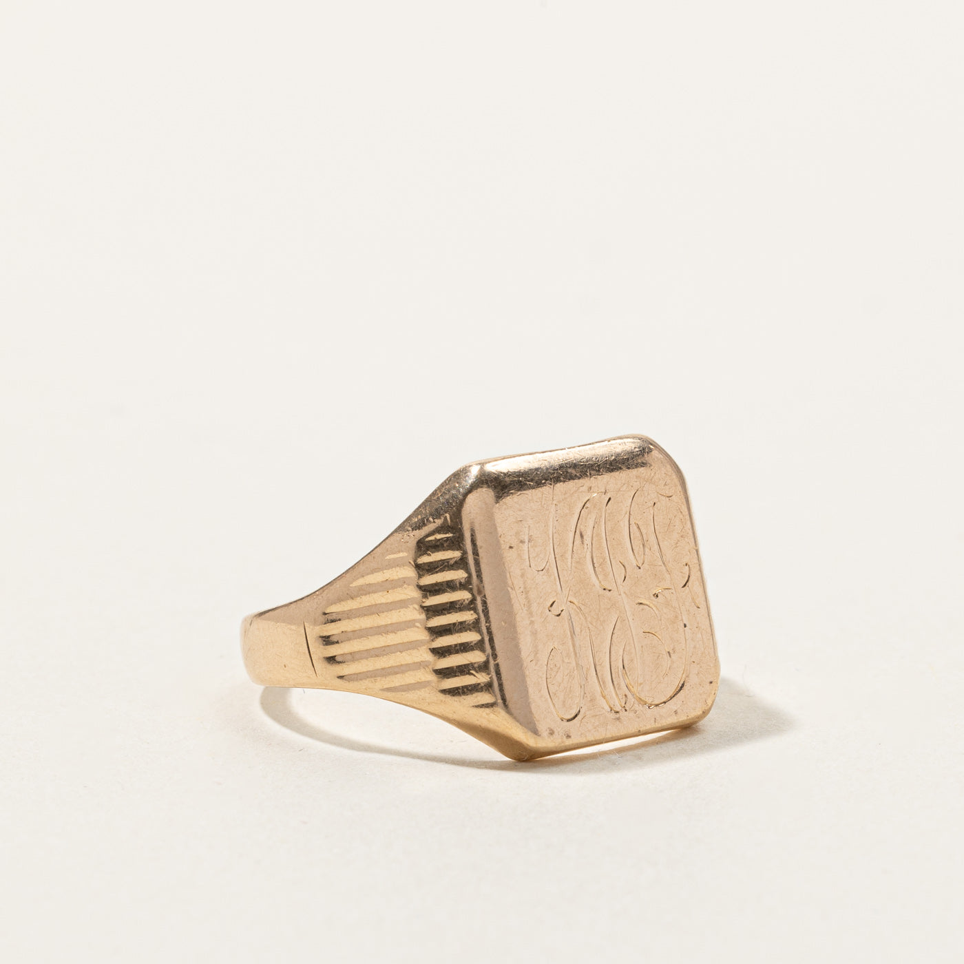 Yellow Gold "KJF" Signet Ring | SZ 10.5 |