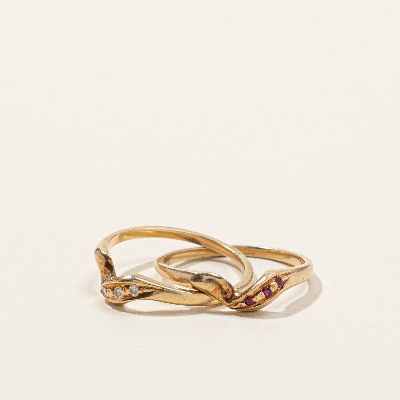 Synthetic Ruby & Natural Diamond Puzzle Ring | 0.03ctw | 0.03ctw | SZ 5 |