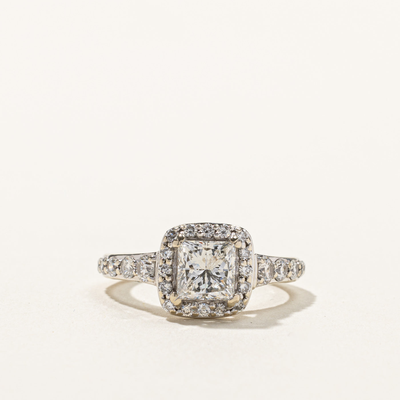 Princess Cut Diamond Halo Engagement Ring | 1.52ctw | SZ 4.5 |