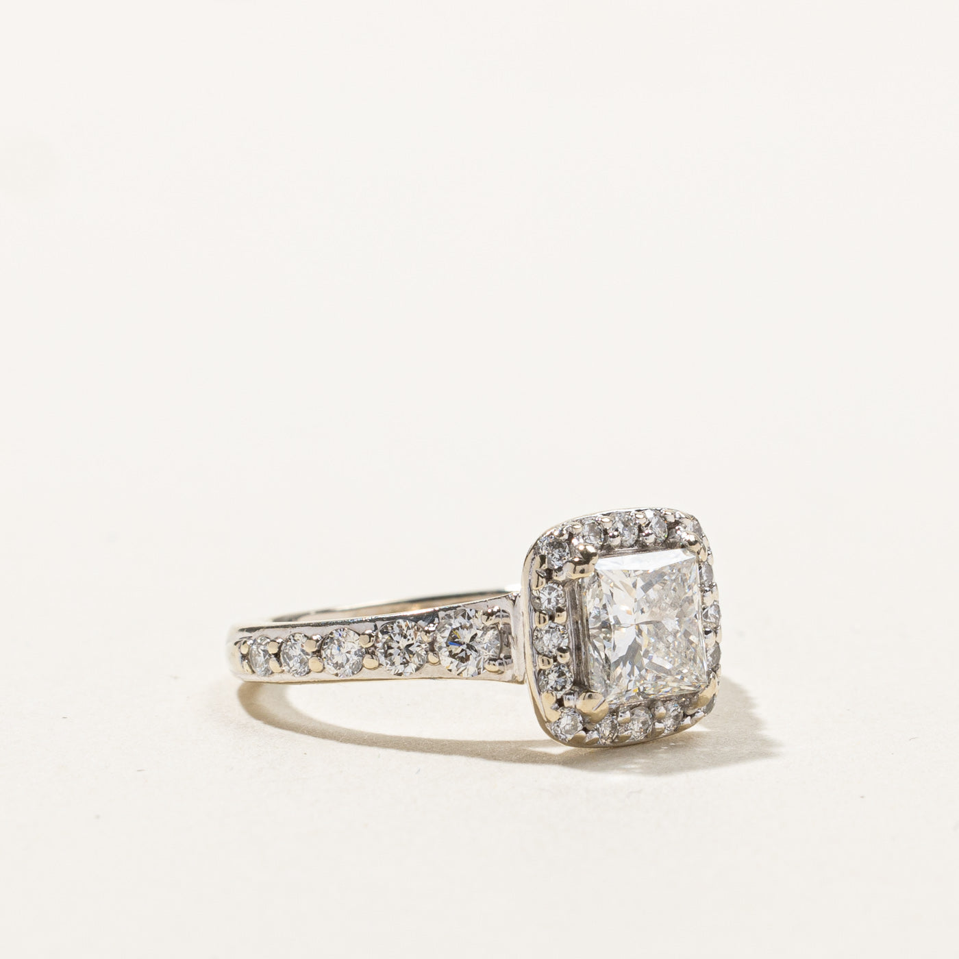 Princess Cut Diamond Halo Engagement Ring | 1.52ctw | SZ 4.5 |