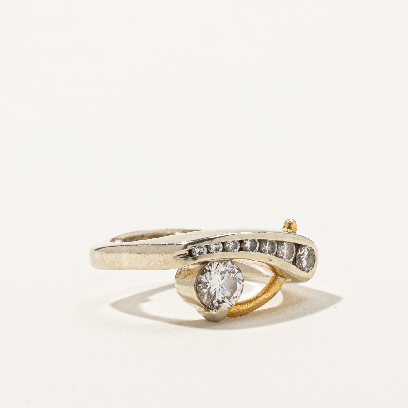 Bypass Channel Diamond Two Tone Ring | 0.76ctw | SZ 5.5 |