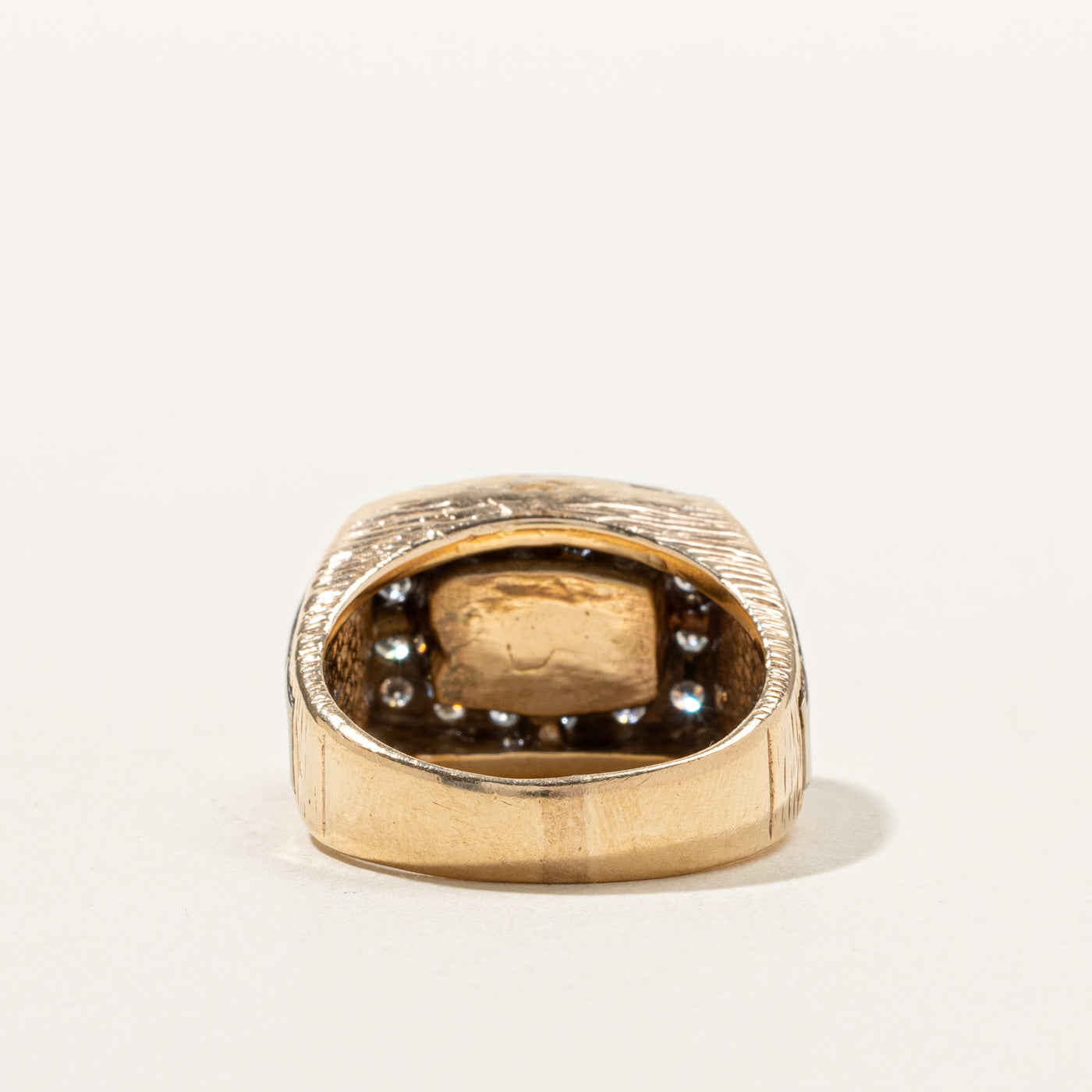 Diamond Textured Gold Ring | 1.85ctw | SZ 9.5 |