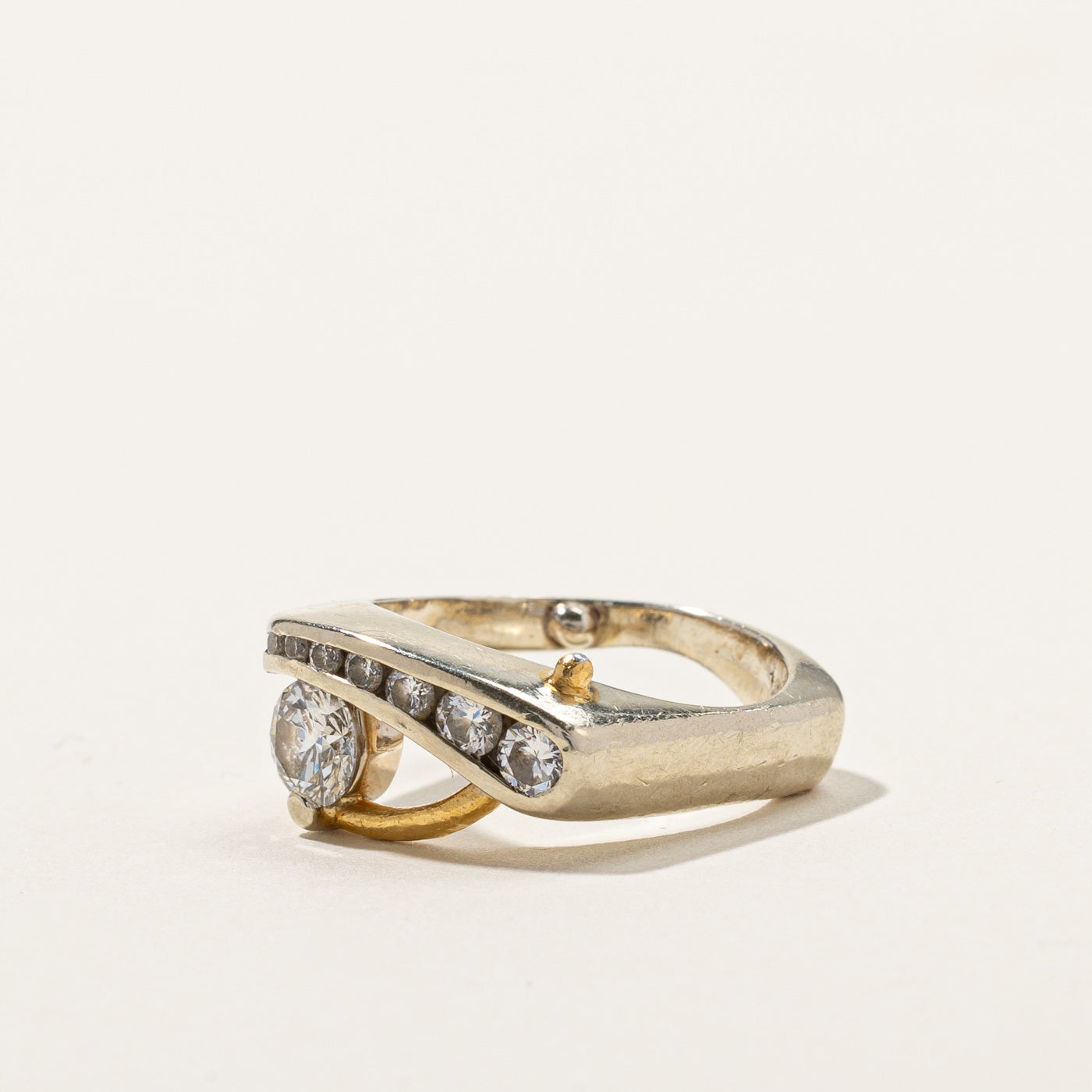 Bypass Channel Diamond Two Tone Ring | 0.76ctw | SZ 5.5 |