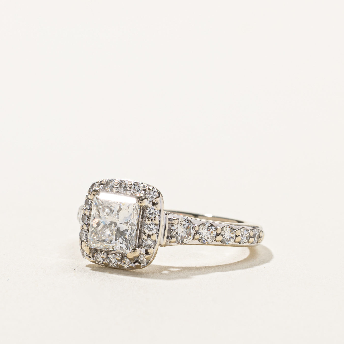 Princess Cut Diamond Halo Engagement Ring | 1.52ctw | SZ 4.5 |
