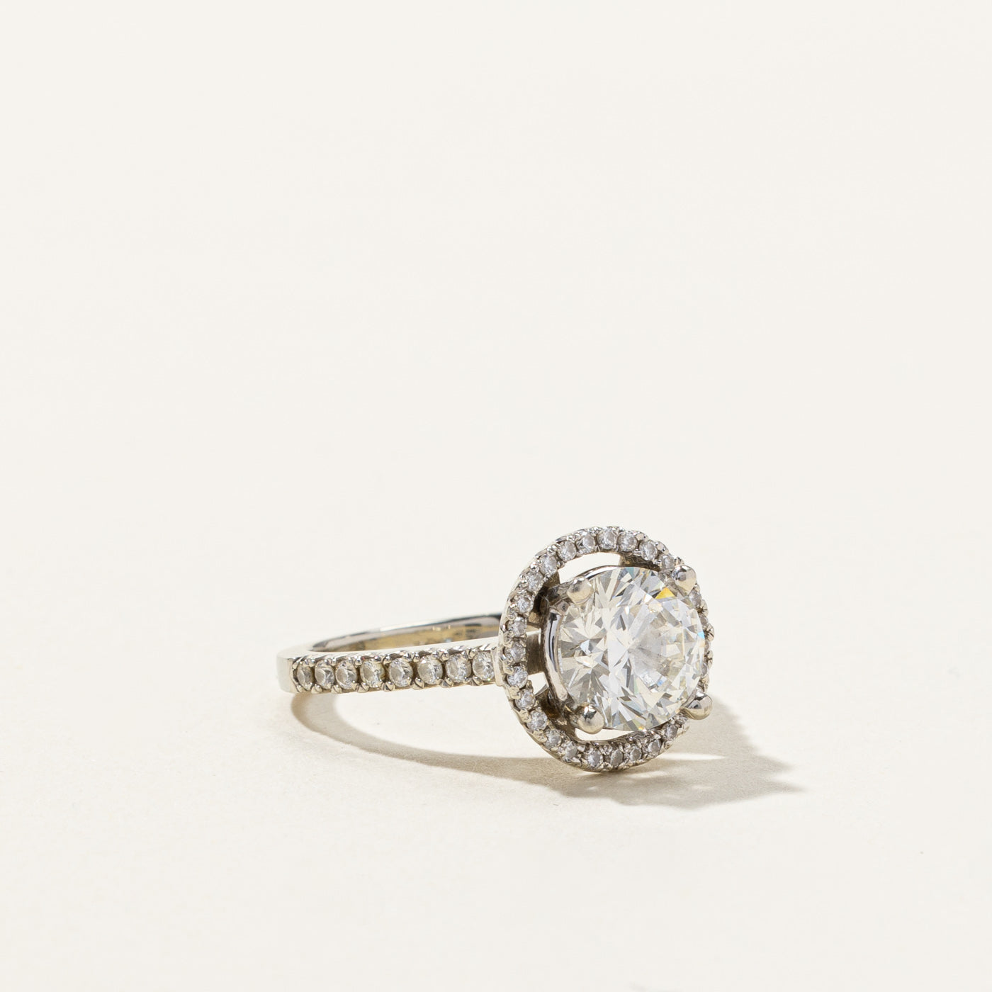 Halo Diamond Engagement Ring | 1.40ct SI1 J, 0.22ctw | SZ 4 |