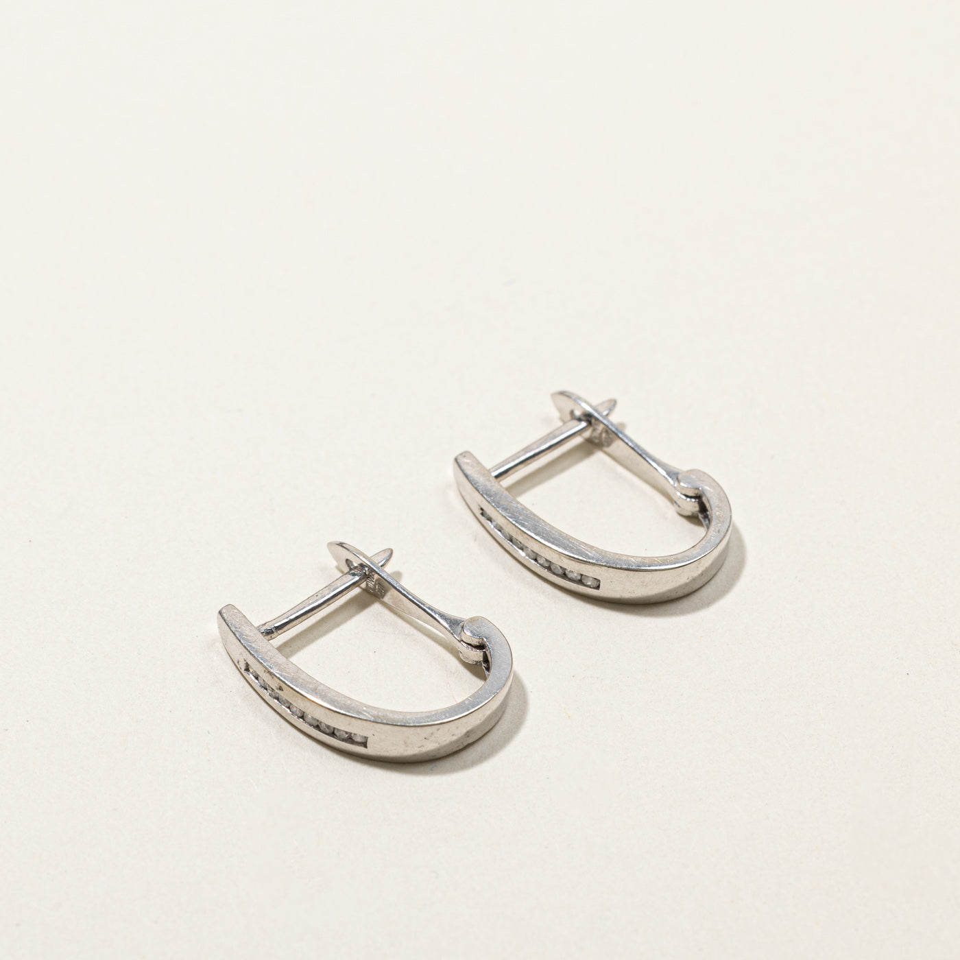 Channel Diamond Huggie Earrings | 0.06ctw |
