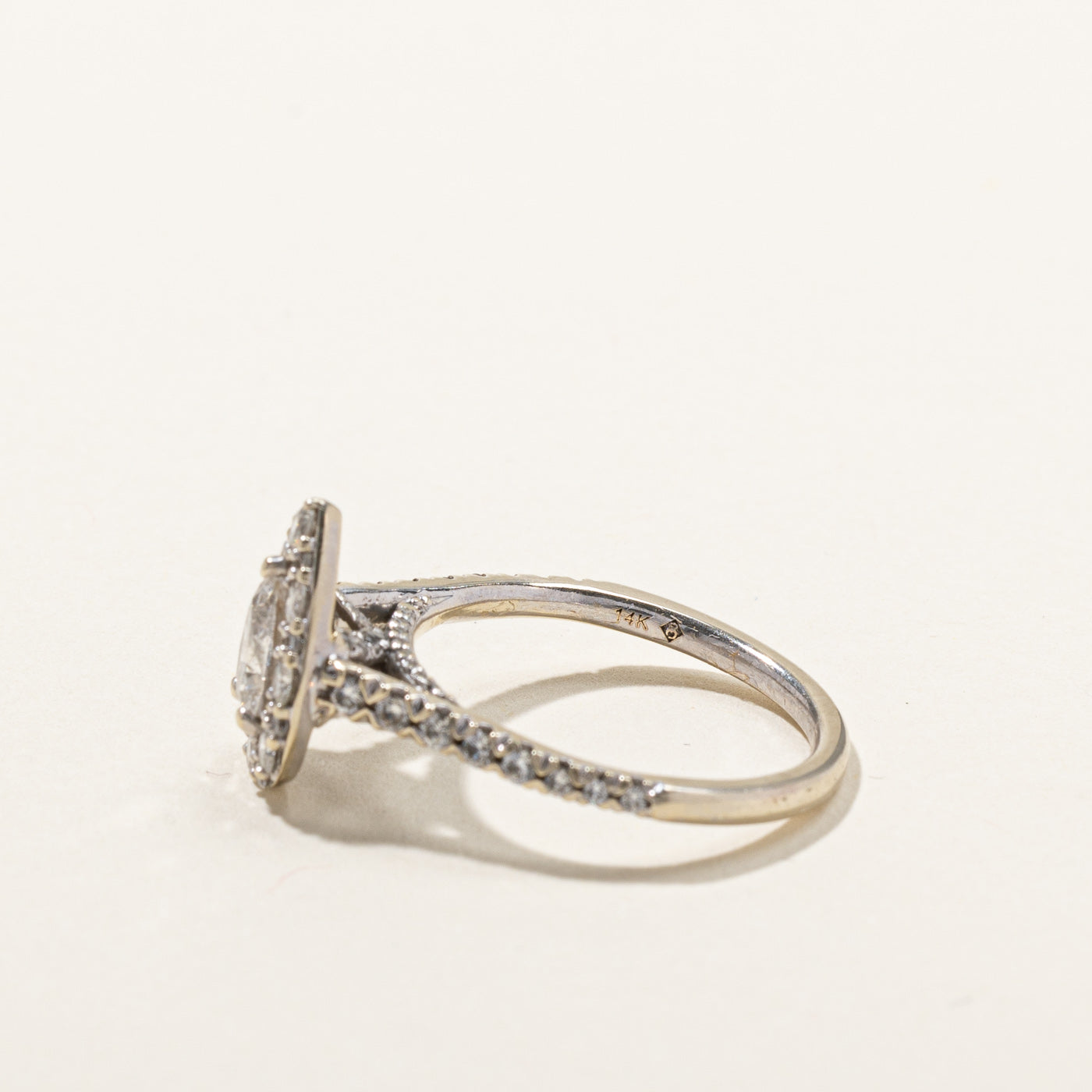 Pear Diamond Halo Engagement Ring | 1.09ctw | SZ 1.09ctw | SZ 7 |
