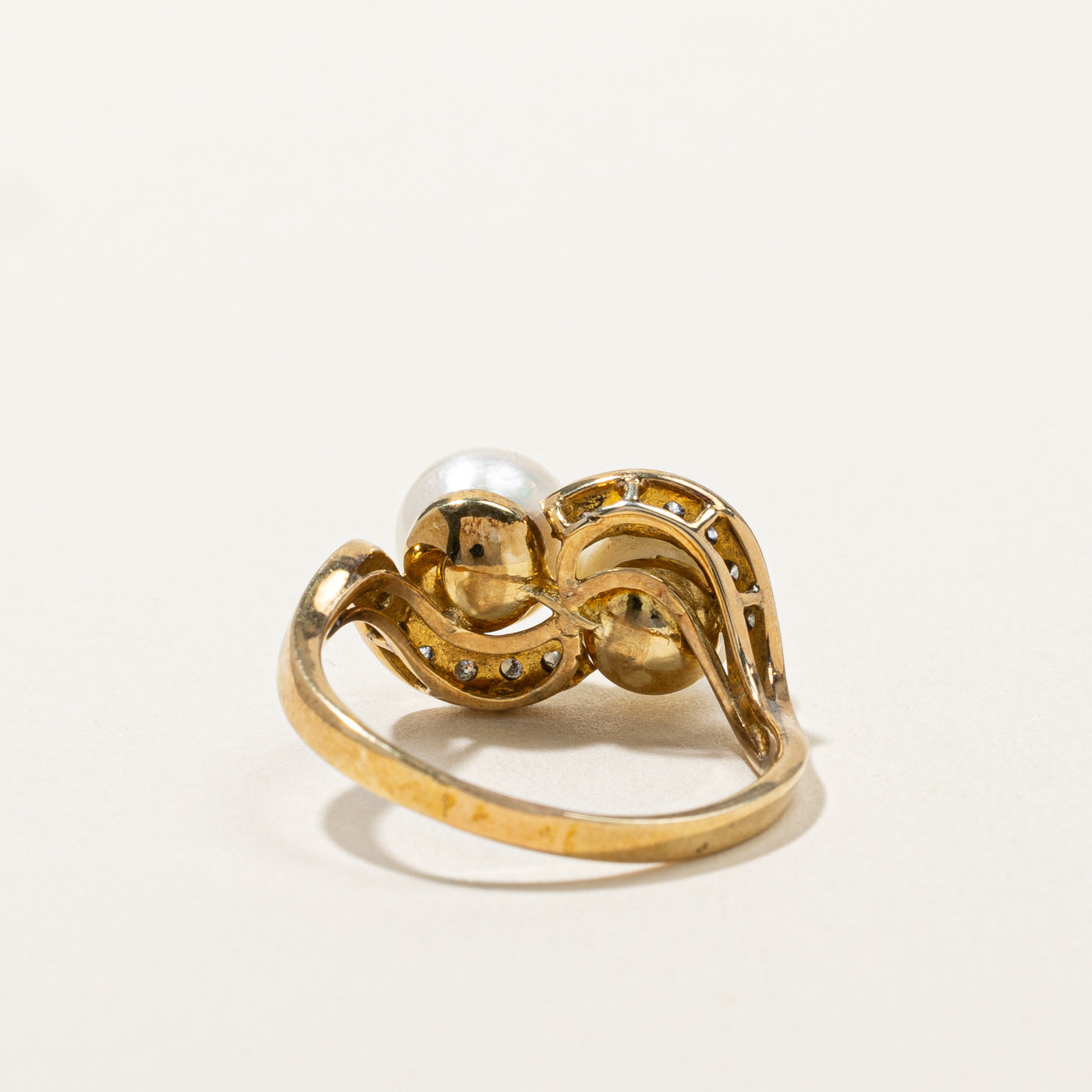 Bypass Pearl & Diamond Ring | 0.24ctw | SZ 7.75 |
