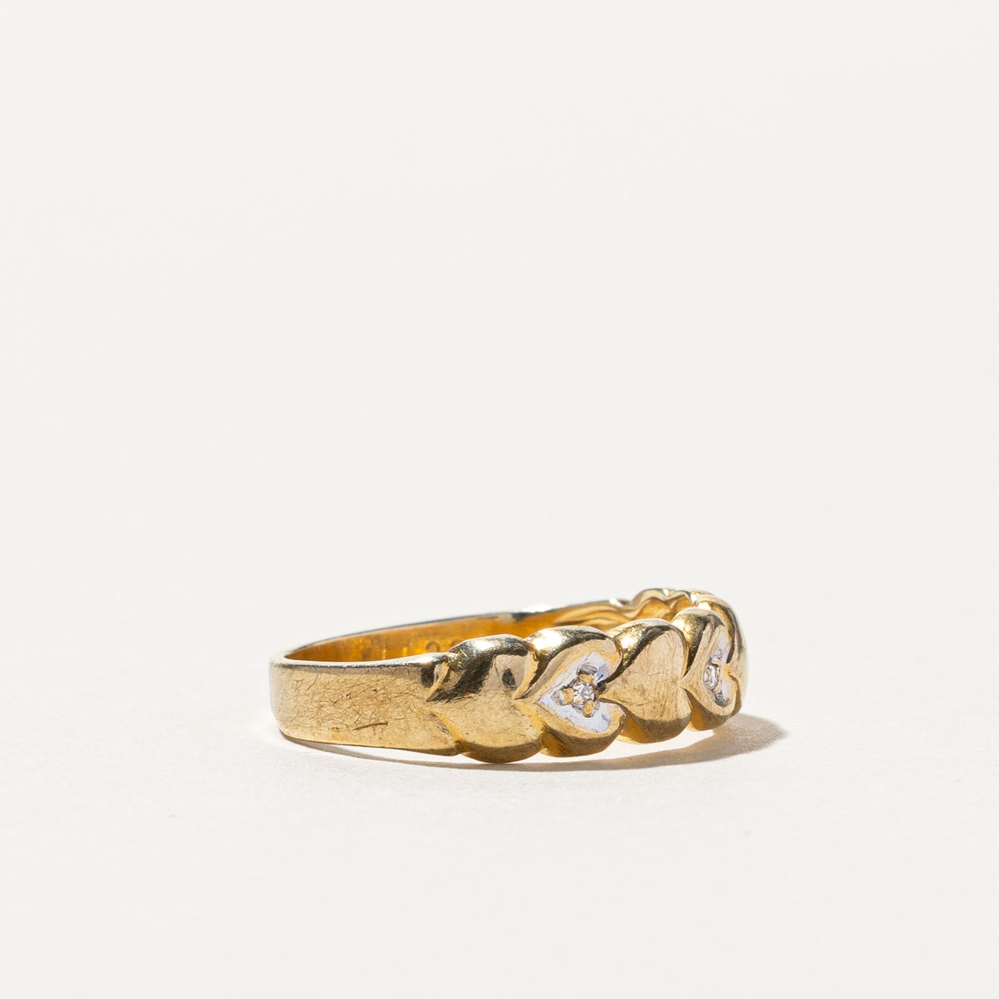 Diamond Braided Gold Band | 0.02ctw | SZ 5 |
