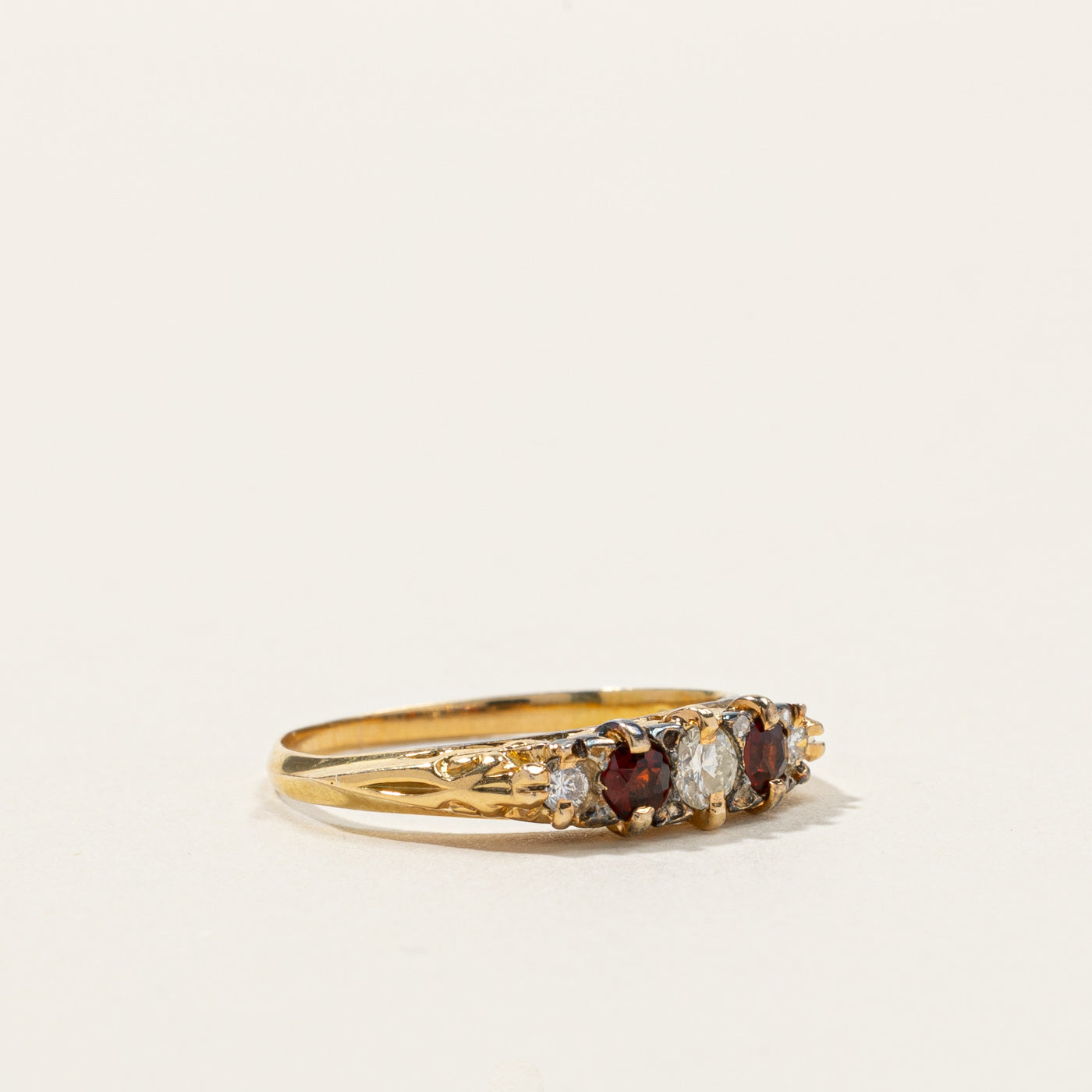 Five Stone Diamond & Garnet Ring | 0.16ctw | 0.16ctw | SZ 5.25 |