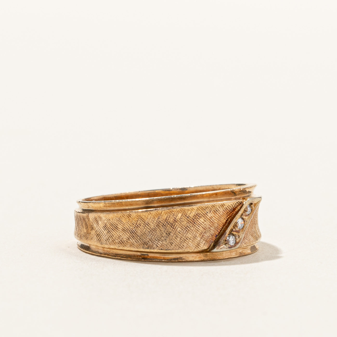 Brushed Gold Diamond Band | 0.03ctw | SZ 9.5 |