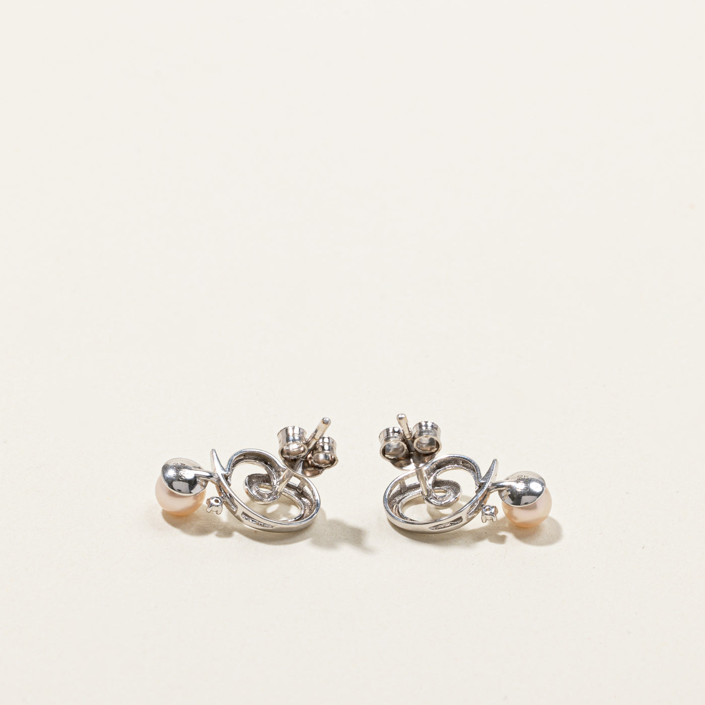Swirl Pearl & Diamond Earrings | 0.02ctw |