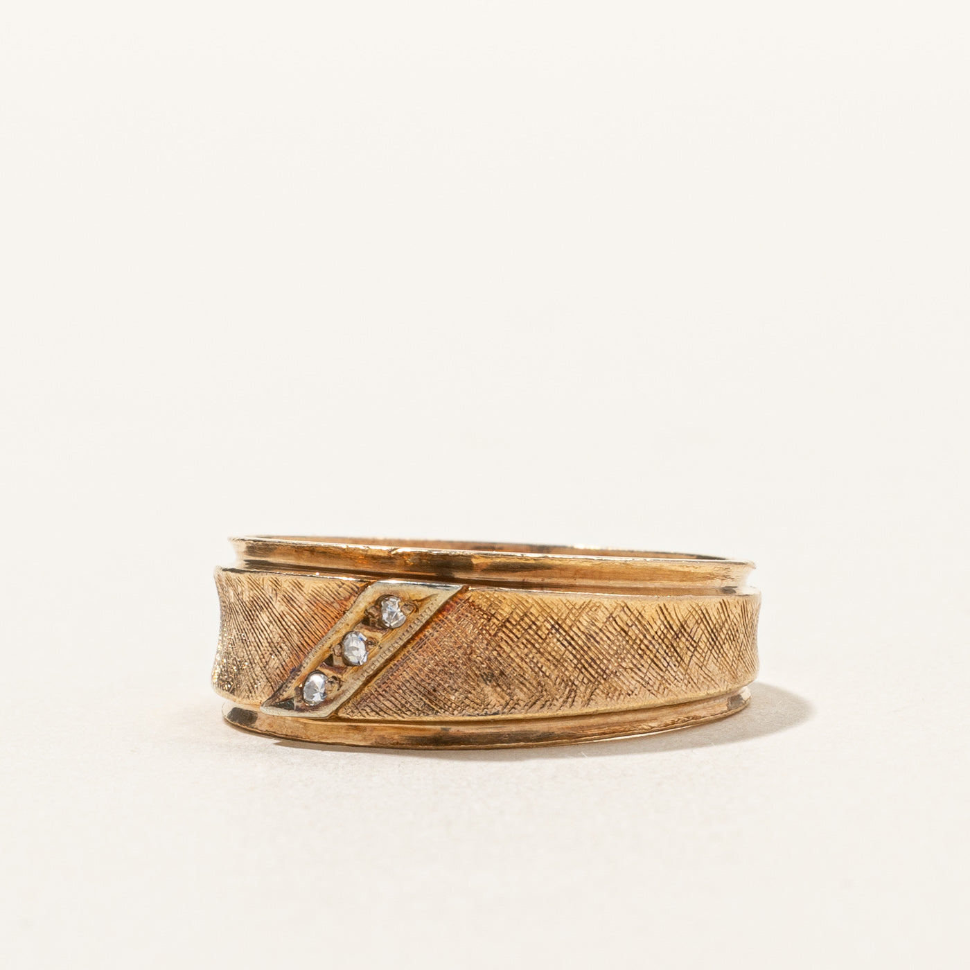 Brushed Gold Diamond Band | 0.03ctw | SZ 9.5 |
