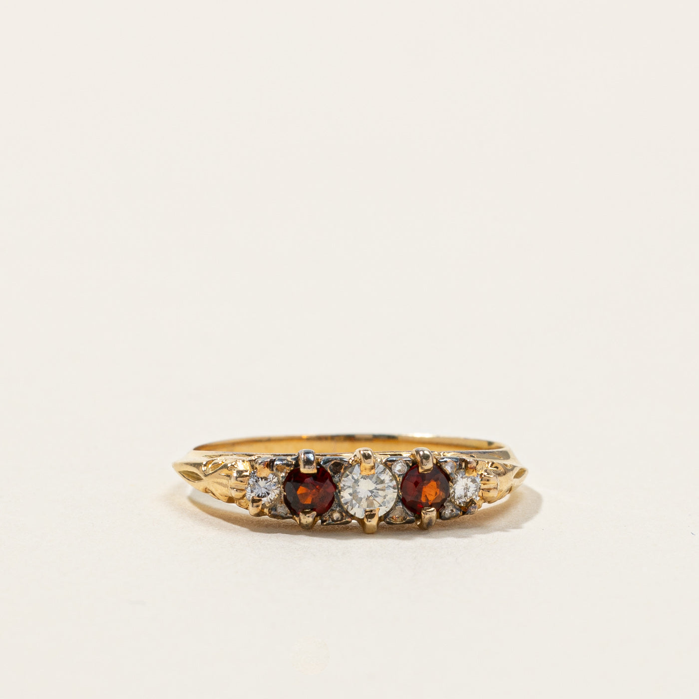 Five Stone Diamond & Garnet Ring | 0.16ctw | 0.16ctw | SZ 5.25 |