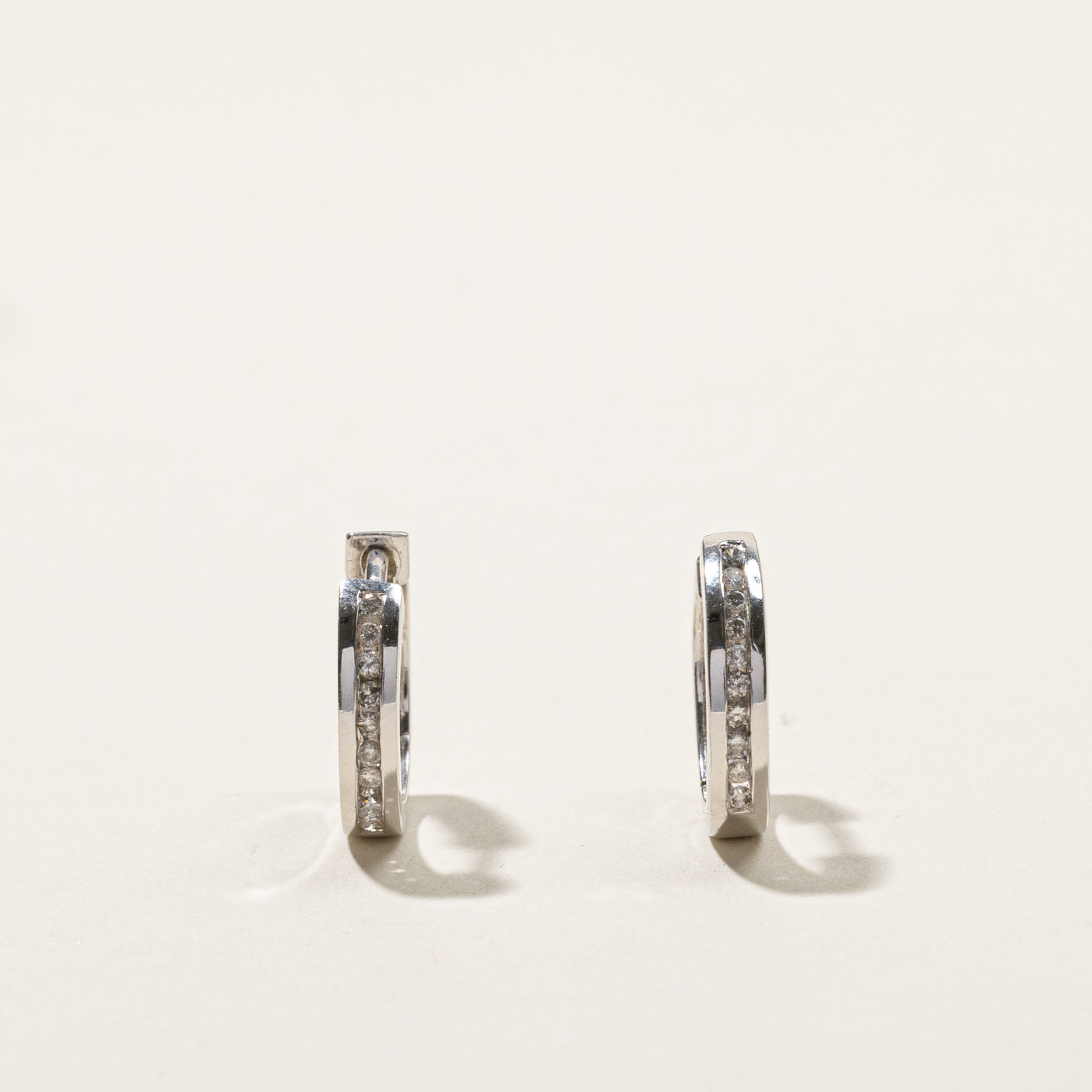 Channel Diamond Huggie Earrings | 0.10ctw |