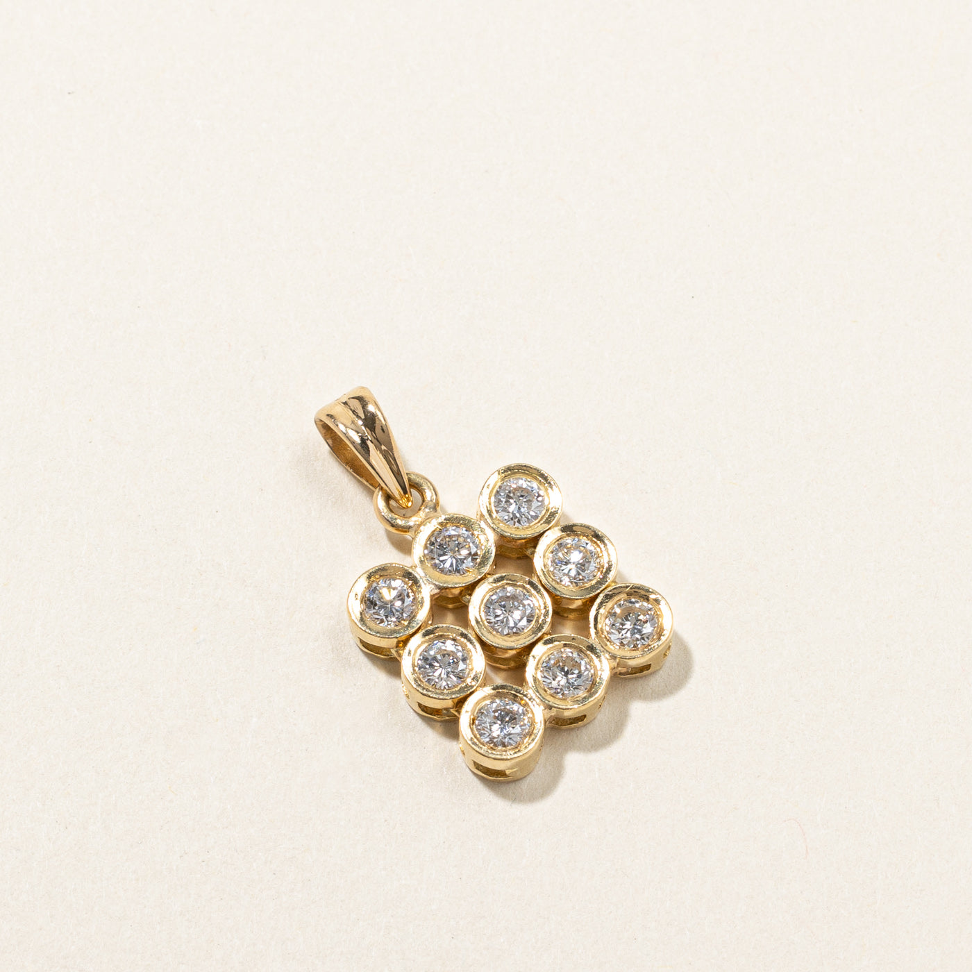 Bezel Set Diamond Grid Pendant | 1.08ctw |