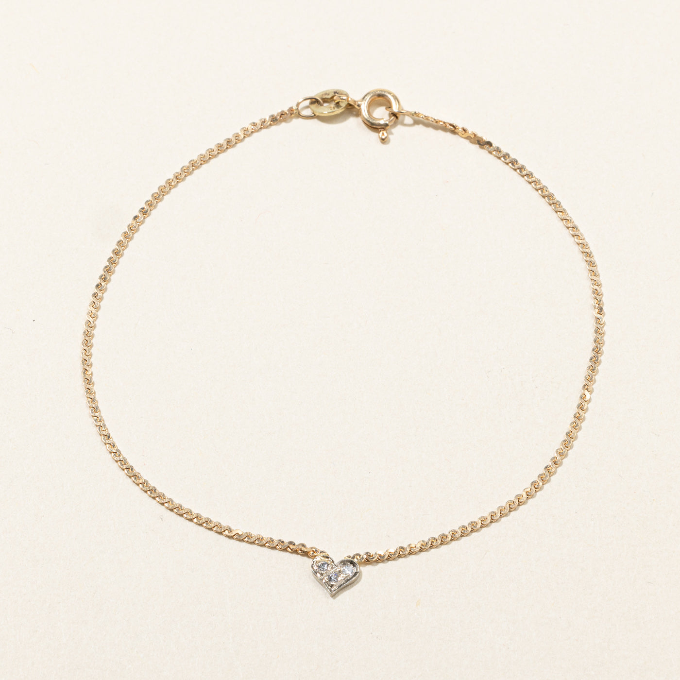 Diamond Heart Chain Bracelet | 0.06ctw | 7"|