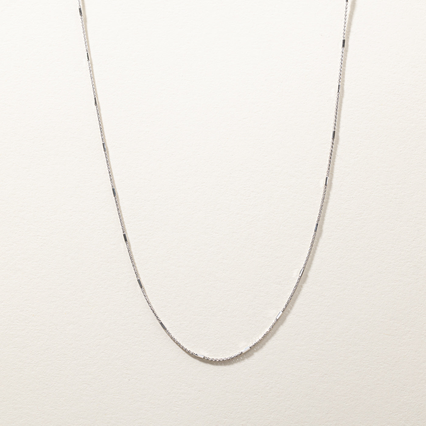 White Gold Bar Link Chain | 17"|