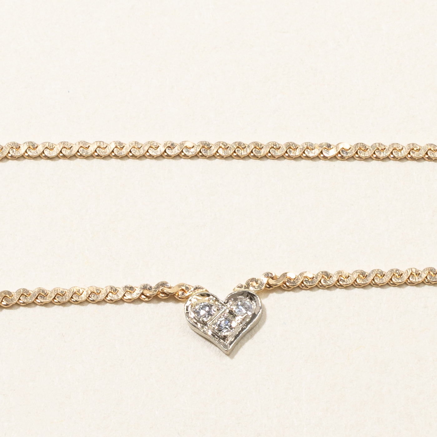 Diamond Heart Chain Bracelet | 0.06ctw | 7"|