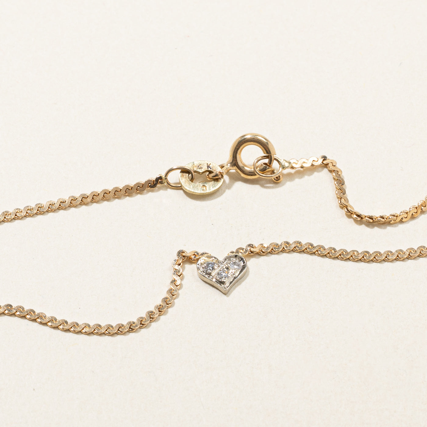 Diamond Heart Chain Bracelet | 0.06ctw | 7"|