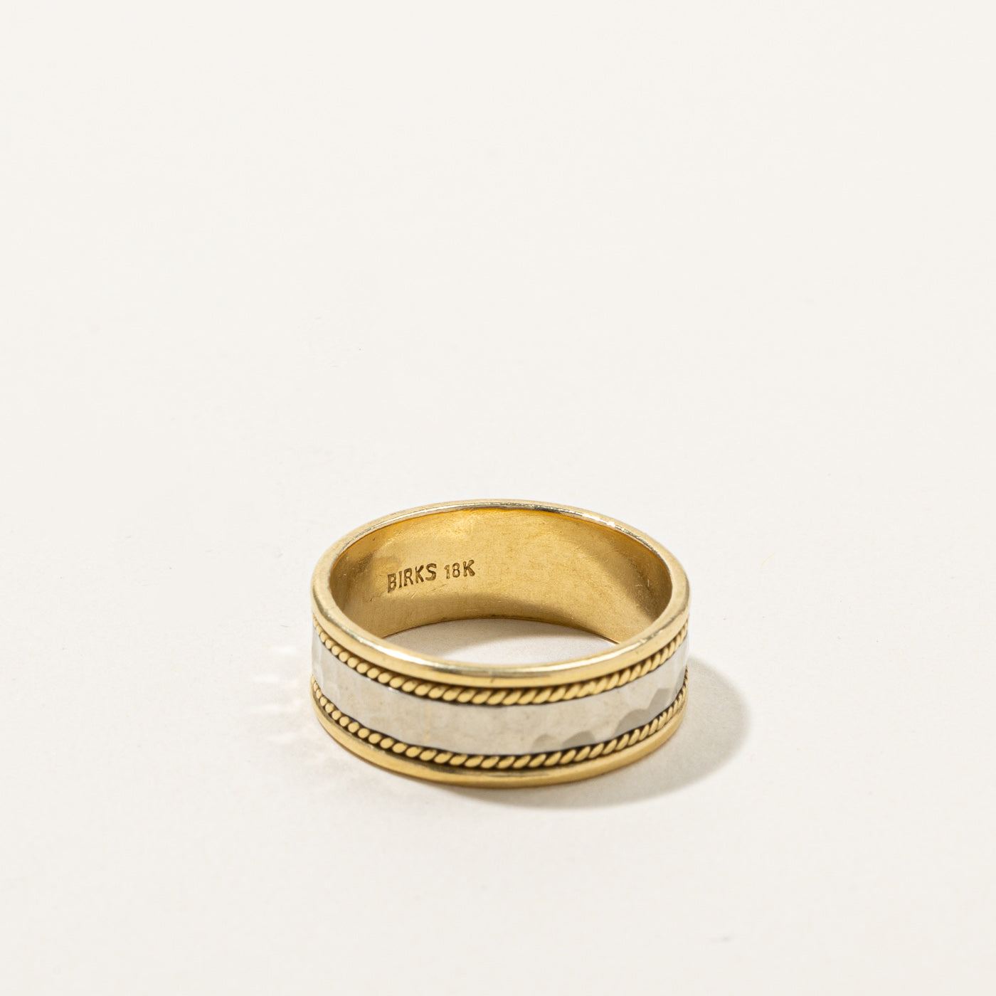 Birks' Two Tone Gold Textured Band | SZ 10.5 |