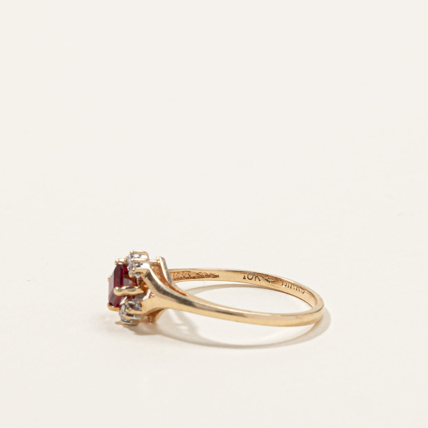 Birks' Synthetic Ruby & Diamond Ring | 0.38ct | 0.04ctw | SZ 6.75 |