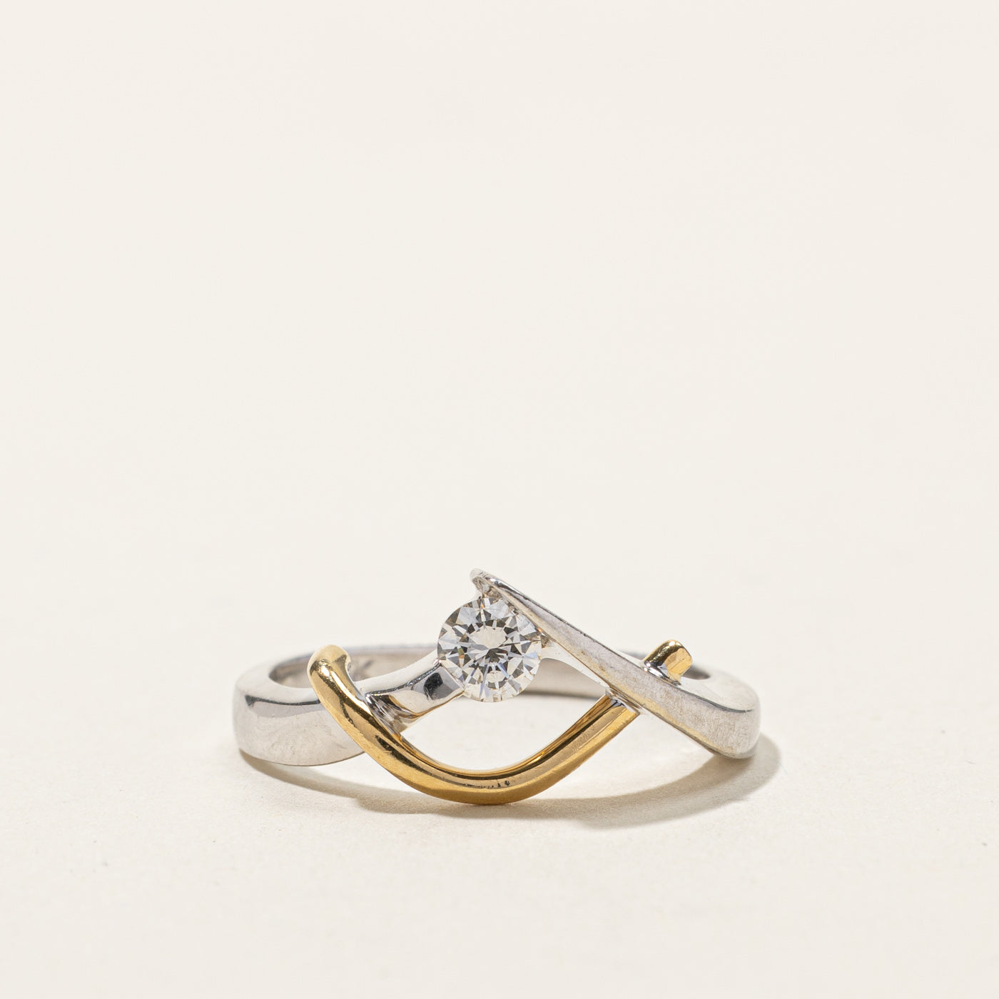 Bypass Diamond Two Tone Ring | 0.18ct | SZ 5 |