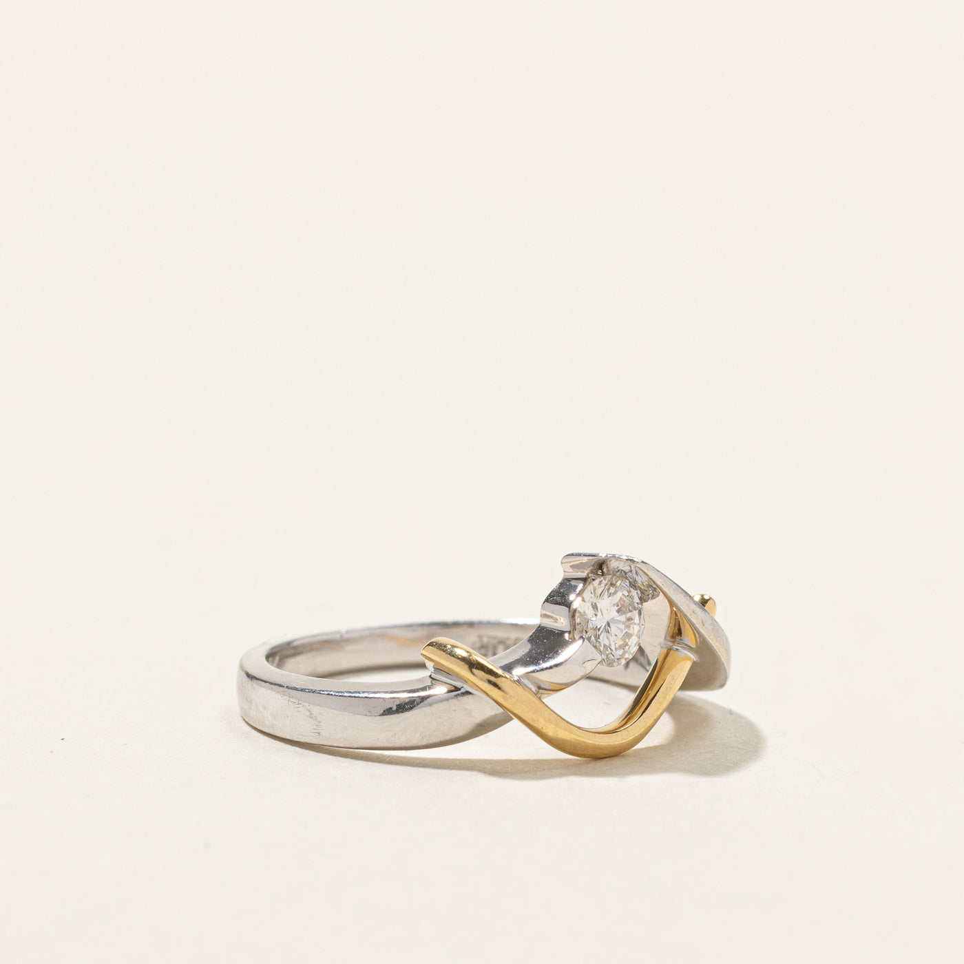 Bypass Diamond Two Tone Ring | 0.18ct | SZ 5 |