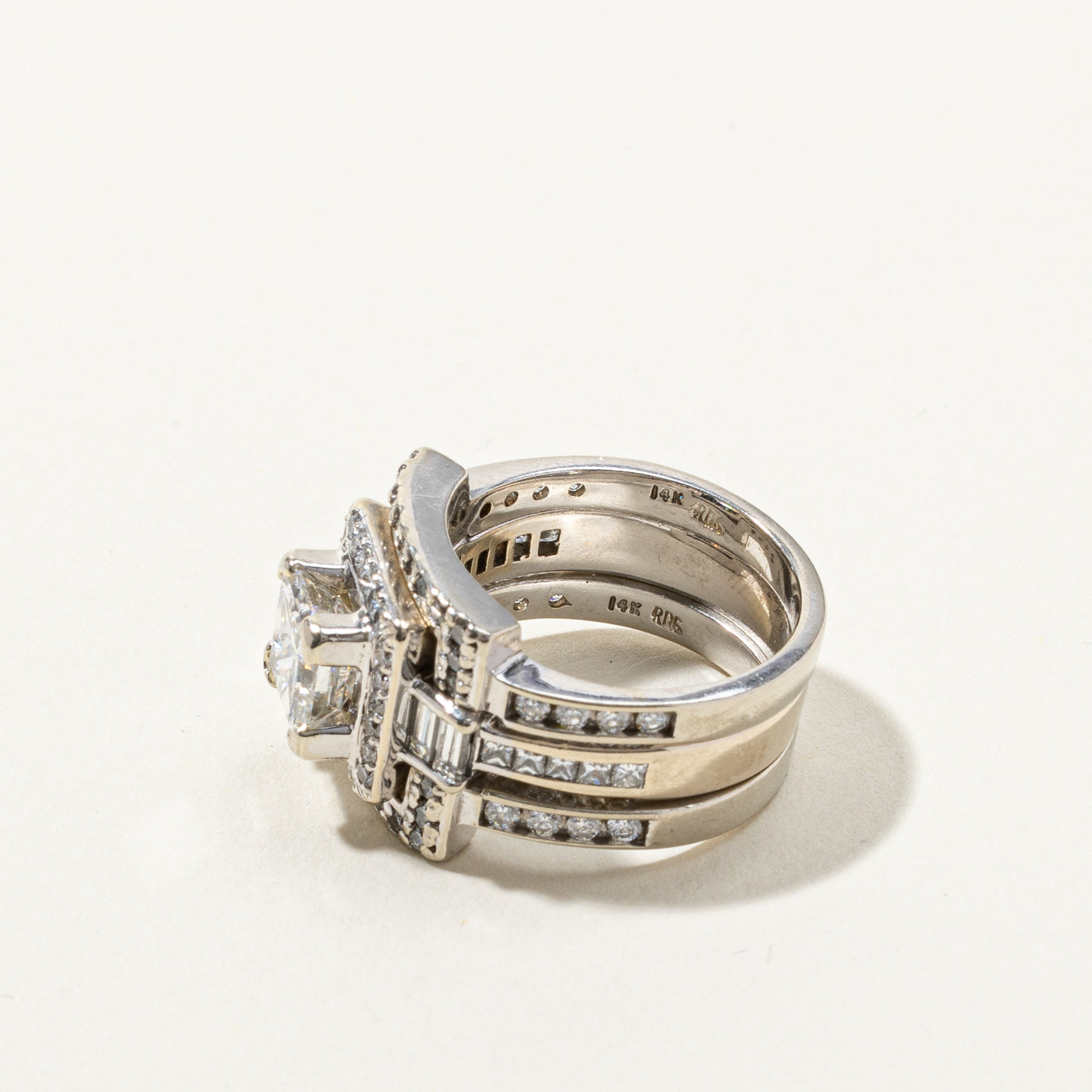 Halo Princess Cut Diamond Wedding Ring Set | 4.41ctw | SZ 8.5 |