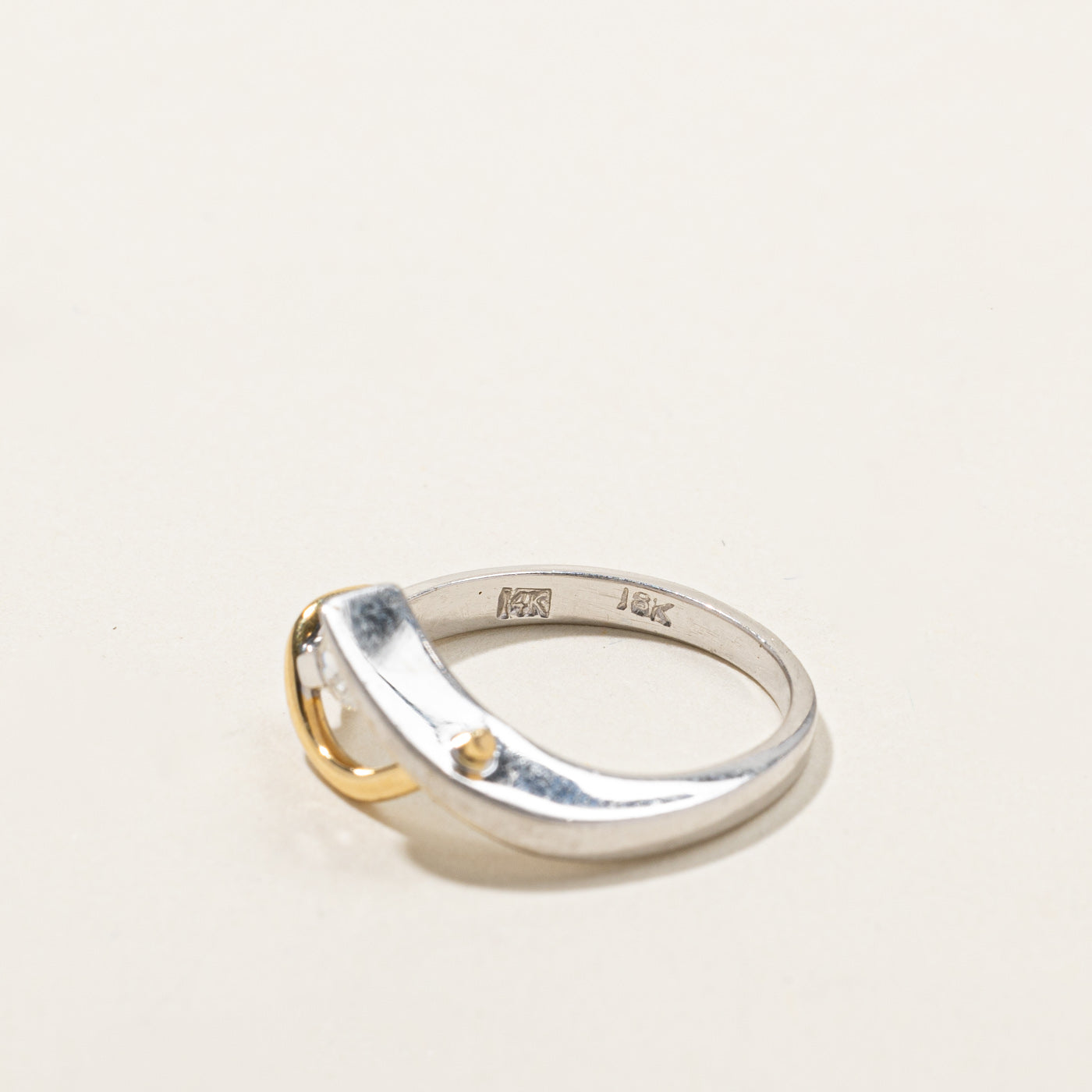 Bypass Diamond Two Tone Ring | 0.18ct | SZ 5 |