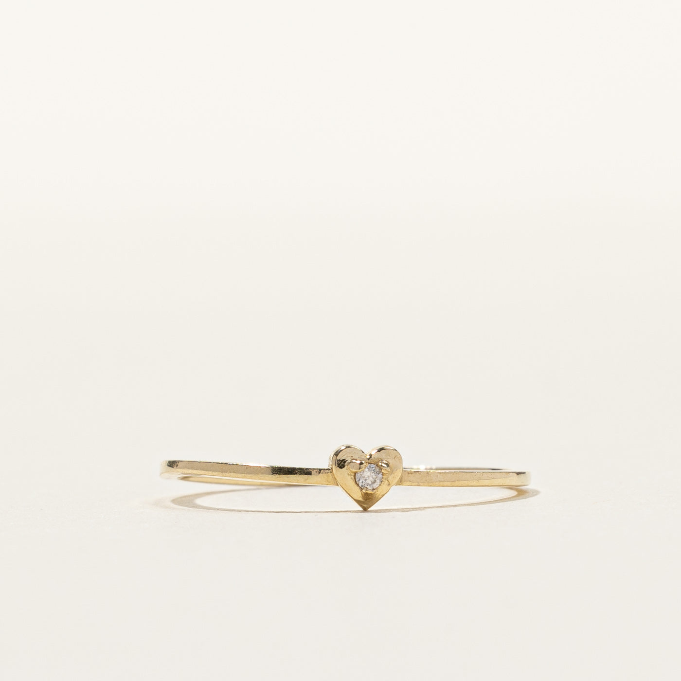 Diamond Heart Design Gold Ring | 0.01ct | SZ 7 |