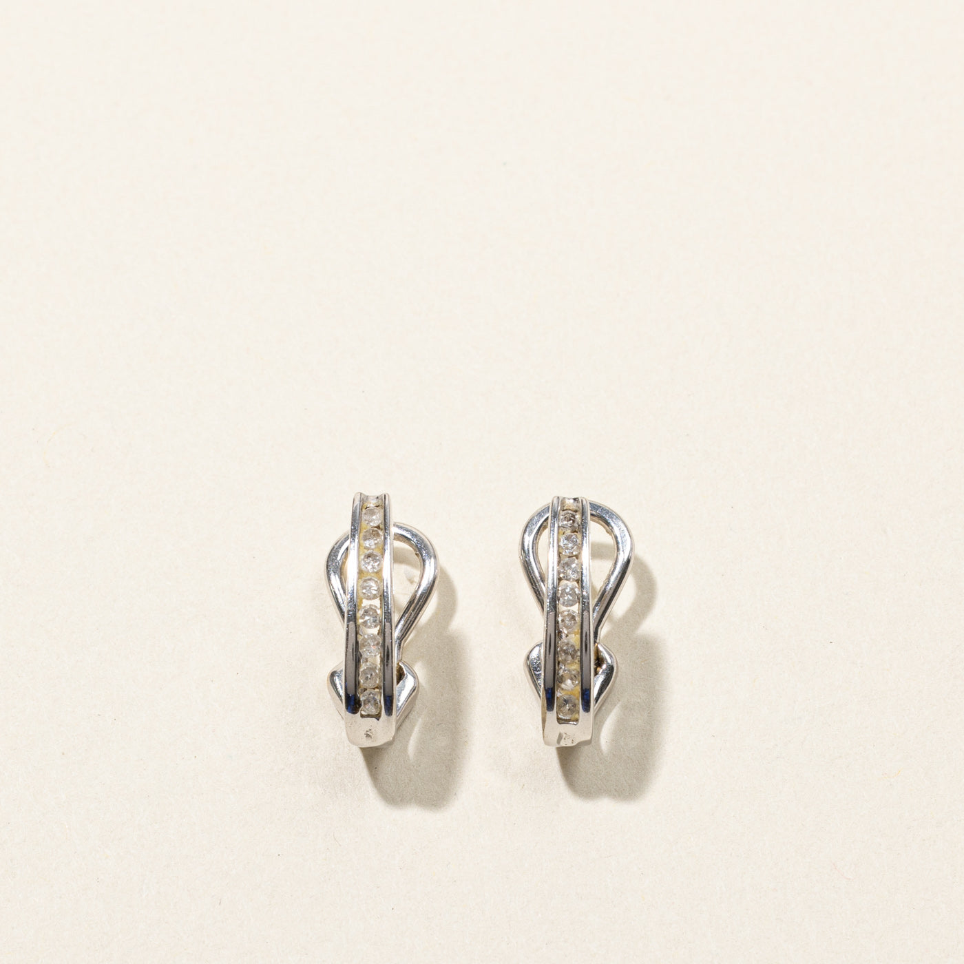 Channel Set Diamond Huggie Earrings | 0.16ctw |