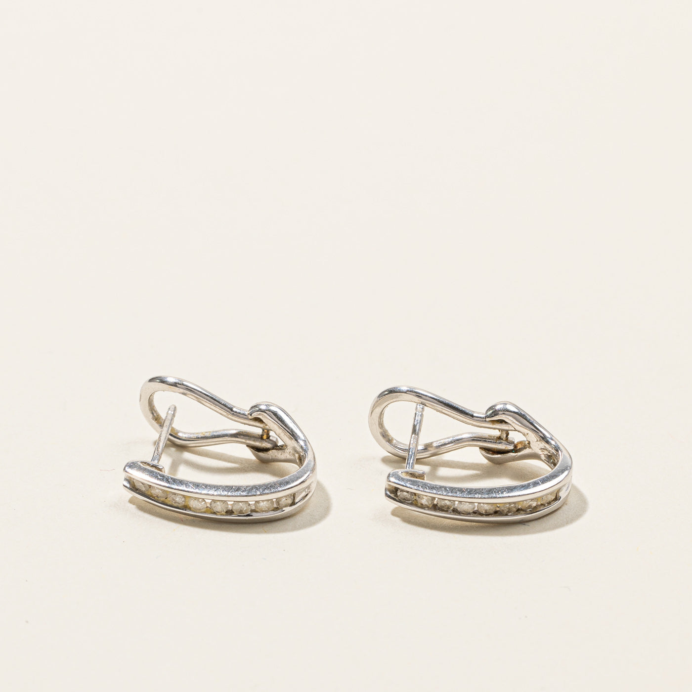 Channel Set Diamond Huggie Earrings | 0.16ctw |
