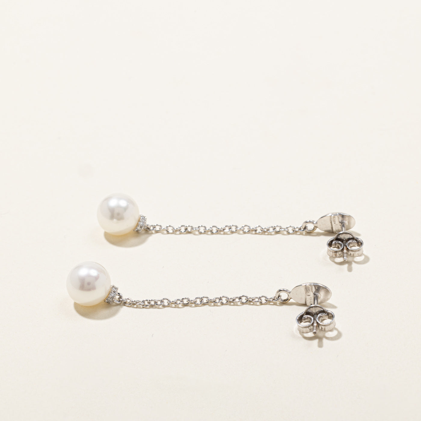 Pearl & Diamond Dangle Earrings | 0.06ctw |