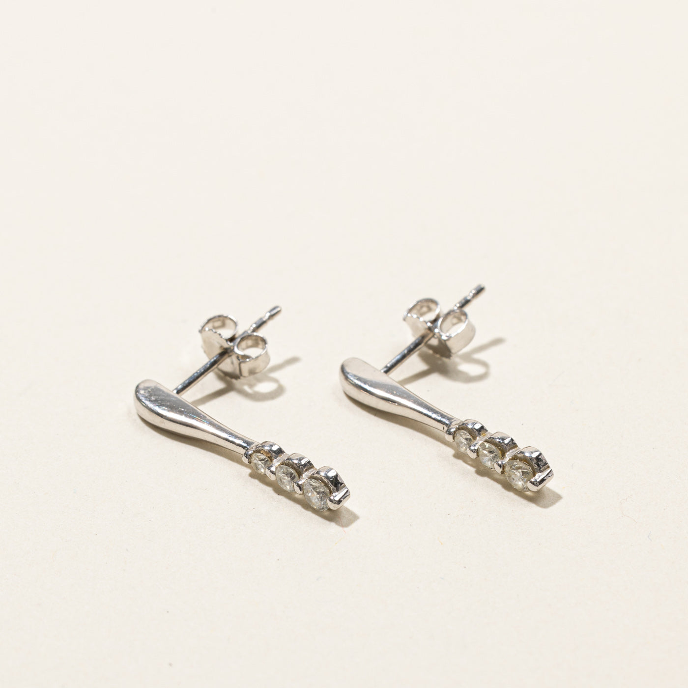 Three Stone Diamond Hanging Earrings | 0.20ctw |