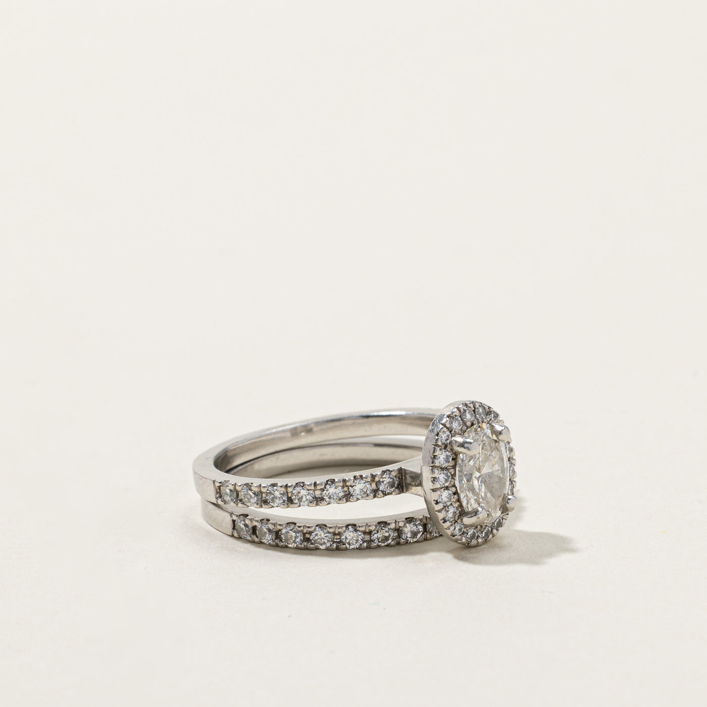 GIA Certified Halo Diamond Engagement Ring Set | 0.70 VS2 G | 0.69ctw | SZ 7 |