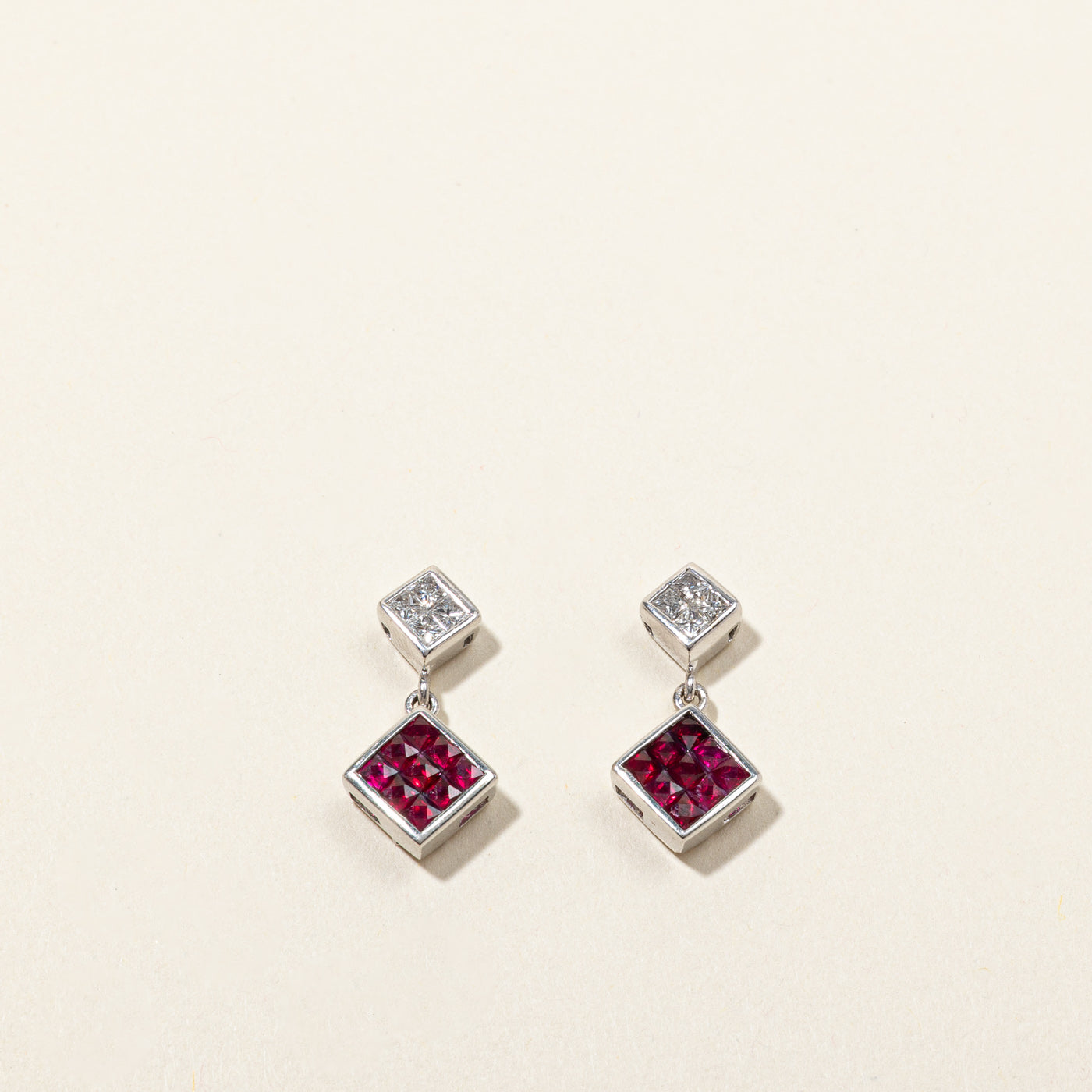 Cluster Ruby & Diamond Earrings | 1.00ctw | 0.40ctw |