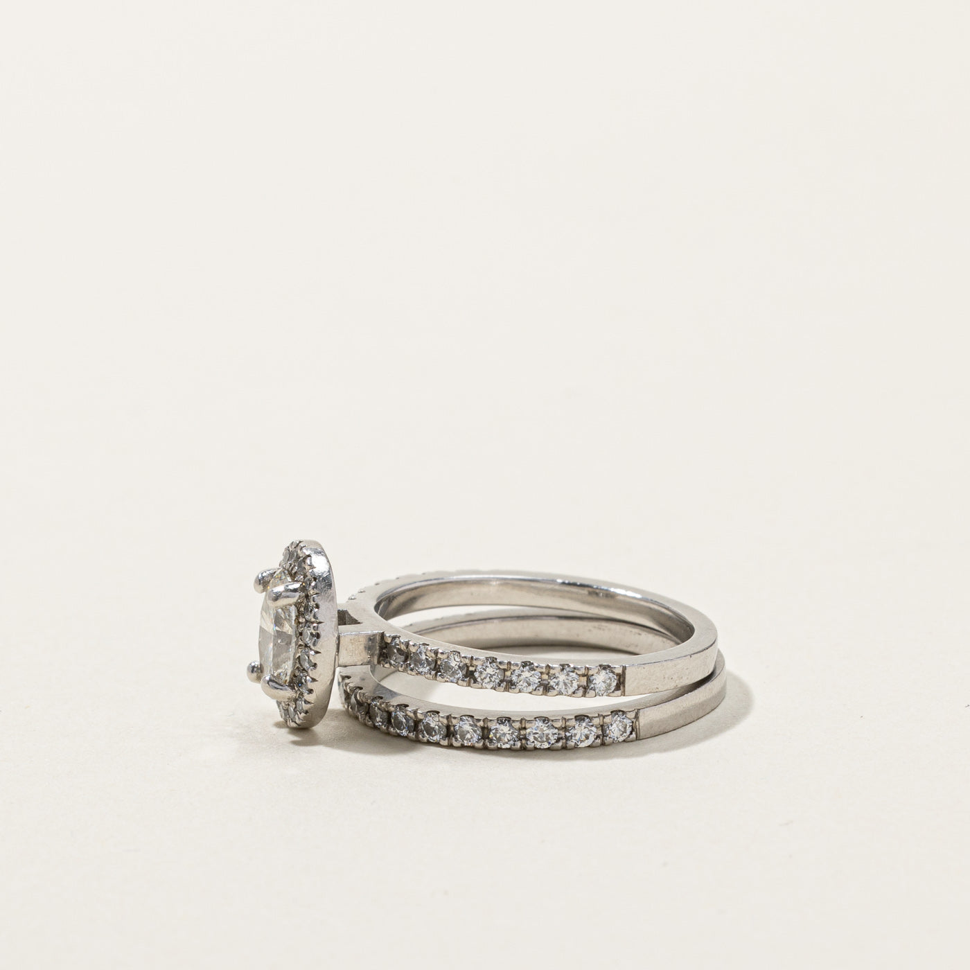 GIA Certified Halo Diamond Engagement Ring Set | 0.70 VS2 G | 0.69ctw | SZ 7 |