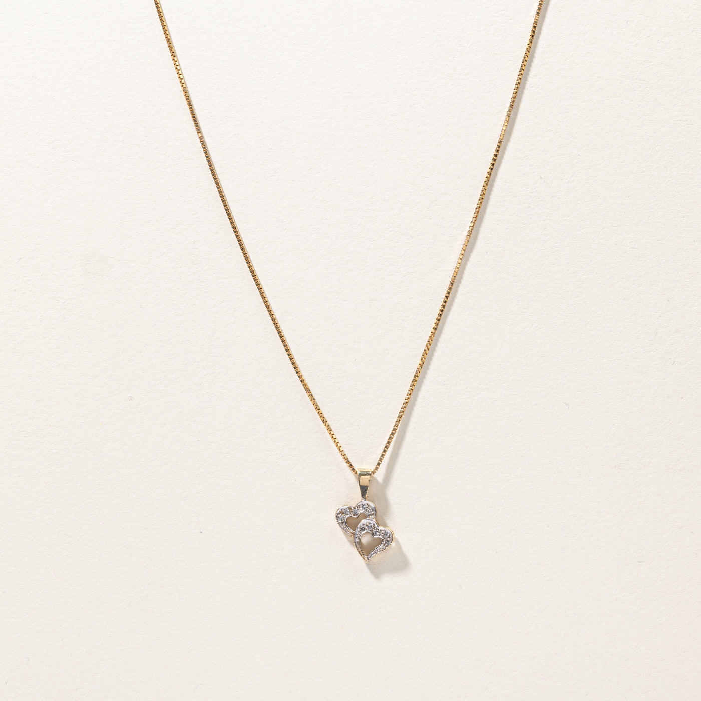 Double Heart Diamond Pendant | 0.10ctw | 18"|