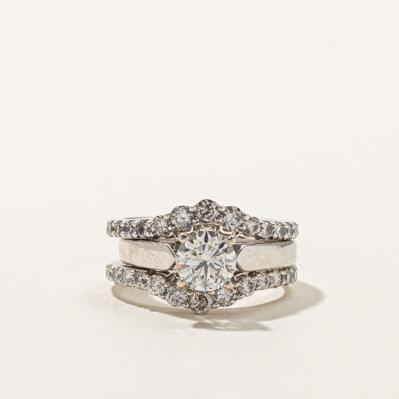 Prong Set Diamond Wedding Ring Set | 1.69ctw | SZ 5.75 |