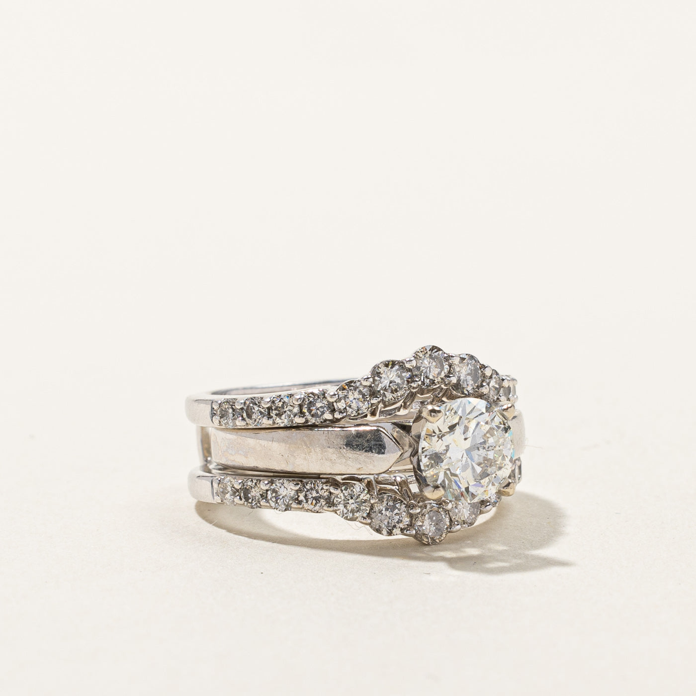 Prong Set Diamond Wedding Ring Set | 1.69ctw | SZ 5.75 |