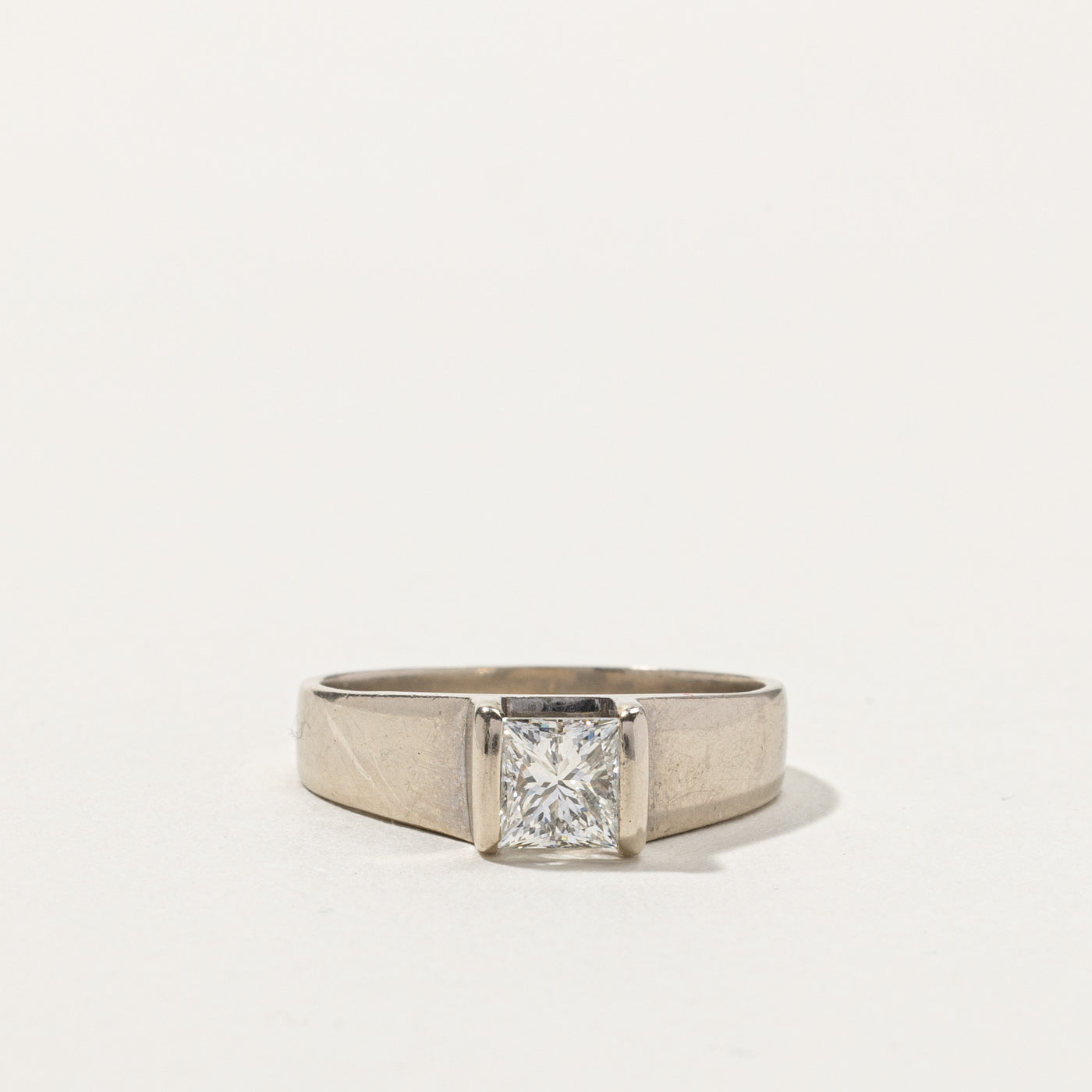 Semi Bezel Princess Cut Diamond Ring | 0.74ct SI2 H | SZ 6.5 |