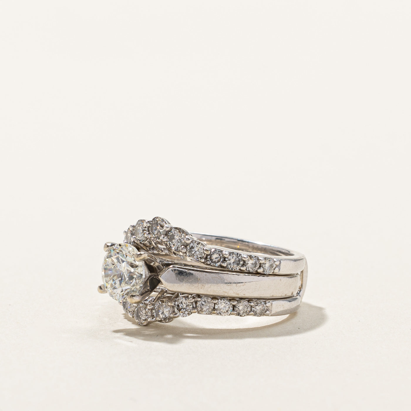 Prong Set Diamond Wedding Ring Set | 1.69ctw | SZ 5.75 |