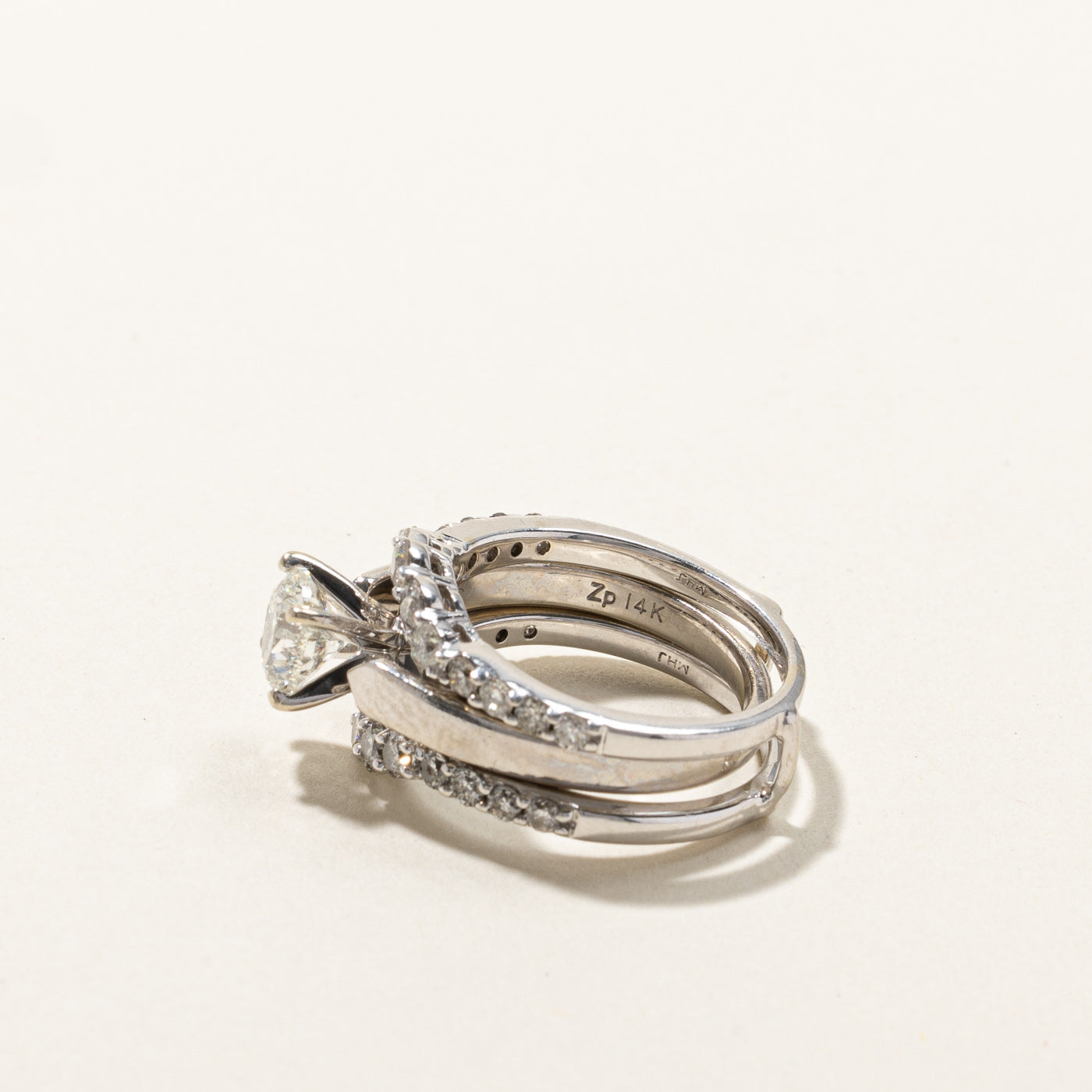 Prong Set Diamond Wedding Ring Set | 1.69ctw | SZ 5.75 |