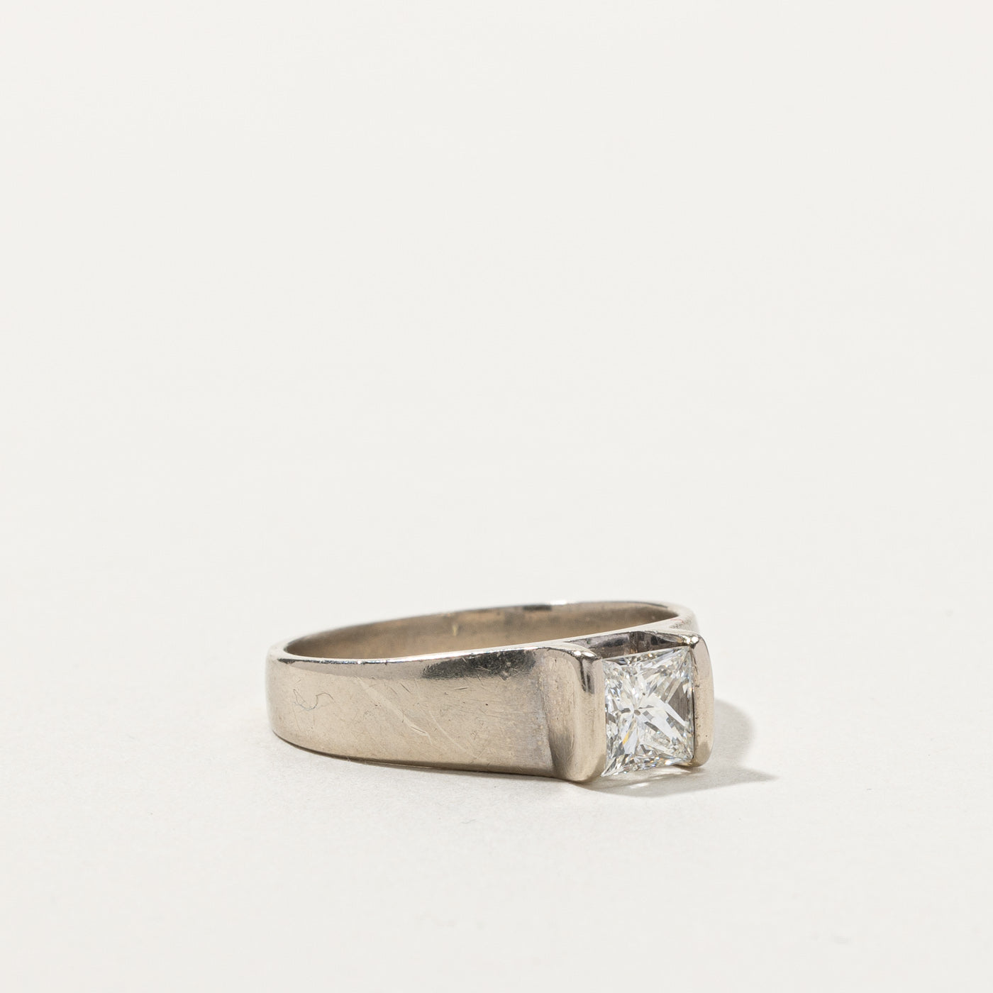 Semi Bezel Princess Cut Diamond Ring | 0.74ct SI2 H | SZ 6.5 |
